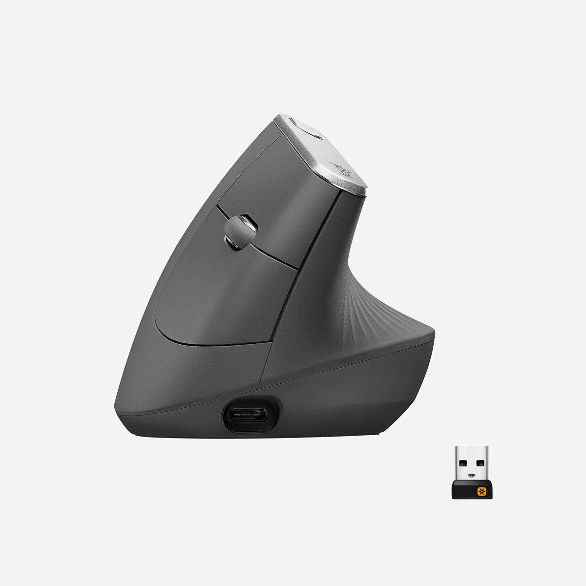 Logitech MX Vertical - Souris Ergonomique Graphite, 4000 DPI Optique, RF sans fil/Bluetooth, 4 Boutons Programmables, Batterie 240mAh, USB-C, Windows/macOS/Linux - Découvrez la souris verticale MX de Logitech, conçue pour offrir un confort optimal à votre main et réduire la fatigue. Avec son angle vertical unique, son capteur haute précision et sa batterie rechargeable, cette souris allie ergonomie et performance. Commandez jusqu'à trois dispositifs et basculez entre eux facilement grâce à la fonction Easy-Switch™ et Logitech FLOW.