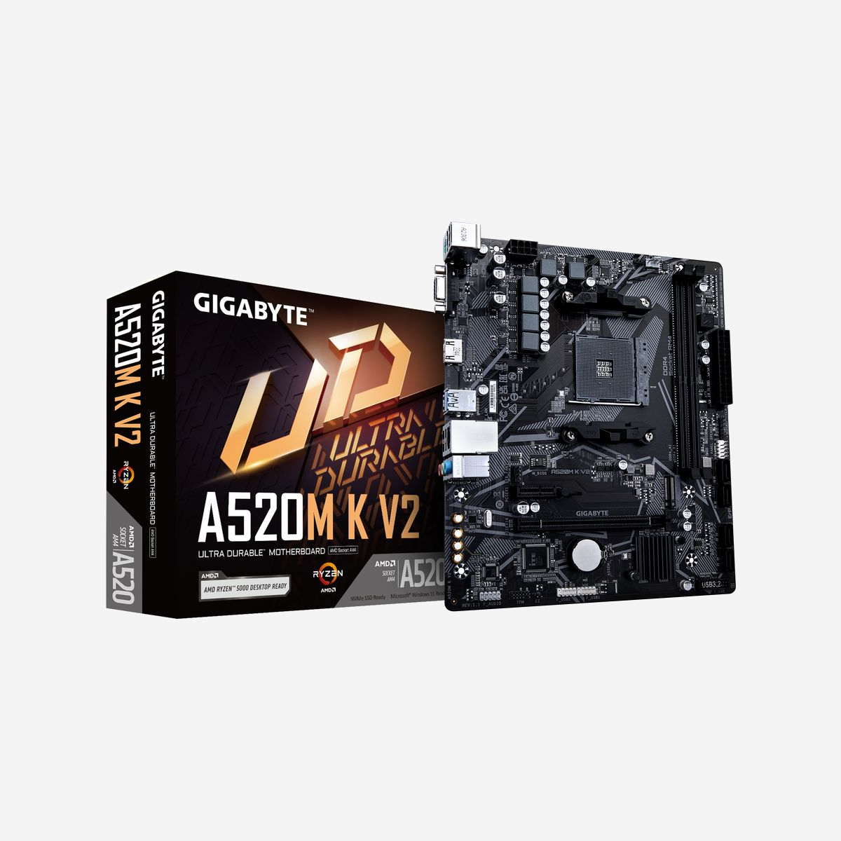 GIGABYTE A520M K V2 : Carte mère AMD AM4 Ryzen 5000, 2x DDR4 5100MHz (OC), PCIe Gen3 x4 M.2, GbE LAN, USB 3.2 Gen 1, Micro ATX - Améliorez votre expérience informatique avec les séries de cartes mères renommées de GIGABYTE : AORUS, AERO et GIGABYTE. Dotées de designs innovants et de fonctionnalités avancées, ces cartes offrent des performances et une fiabilité exceptionnelles. Que vous soyez un joueur, un créateur de contenu ou un professionnel, nos séries répondent à vos besoins, en garantissant une qualité sans compromis et une technologie de pointe.