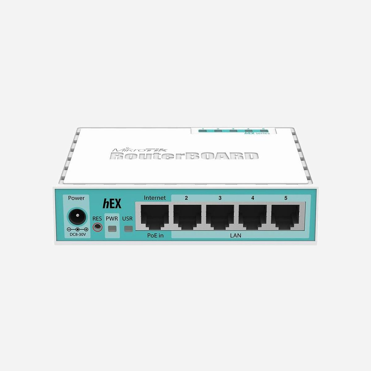Mikrotik RB750GR3 Routeur Gigabit Ethernet, CPU MIPS64 880MHz Quad-Core, 5x RJ-45 10/100/1000, 256MB RAM, 16MB Flash, USB, PoE, -30°C/70°C - Découvrez le routeur Mikrotik RB750GR3 avec des interfaces Gigabit Ethernet et une architecture de processeur MIPS64. Ce routeur compact et performant offre un taux de transfert de données allant jusqu'à 1000 Mbit/s. Disponible en couleur turquoise et blanc, ce routeur est idéal pour les besoins professionnels et domestiques. Livré avec une alimentation CC et des voyants d'état. Dimensions : 113 x 89 x 28 mm.