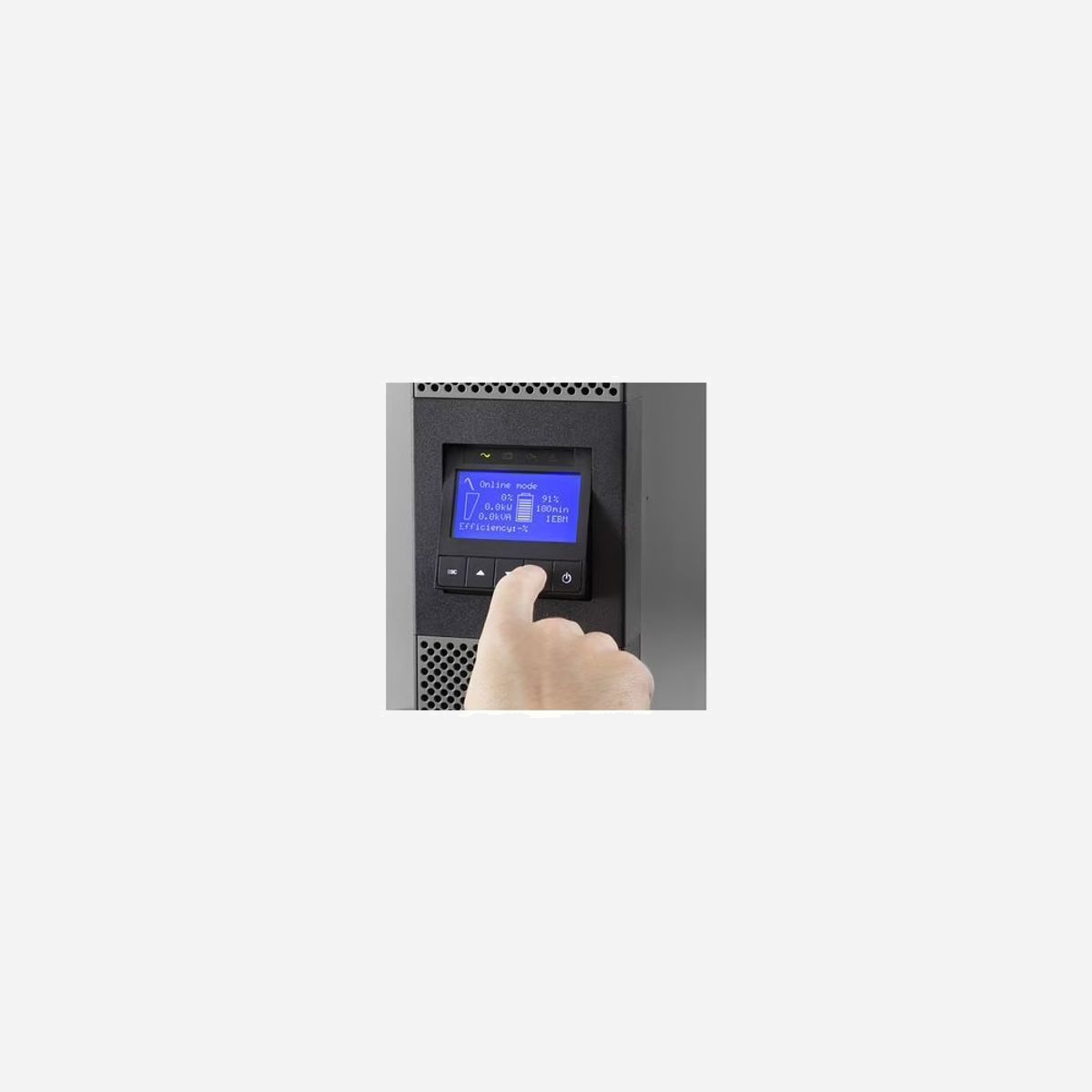 Eaton 9PX3000IRT3U Onduleur Online Double Conversion 3kVA/3000W 10 Prises IEC C13/C19 Rack/Tour 3U avec USB & RS-232 - Eaton 9PX3000IRT3U. Topologie UPS: Double-conversion (en ligne), capacité de la puissance de sortie: 3 kVA, Puissance de sortie: 3000 W. Types de sortie AC: Coupleur C13, Coupleur C19, Prise mâle: Coupleur C20, Nombre de prises en sortie: 10 sortie(s) CA. Technologie batterie: Sealed Lead Acid (VRLA), Temps de secours type à demi de charge: 9,5 min. Format: Rack/Tour, Couleur du produit: Noir, Capacité du rack: 3U. Largeur: 440 mm, Profondeur: 485 mm, Hauteur: 130 mm