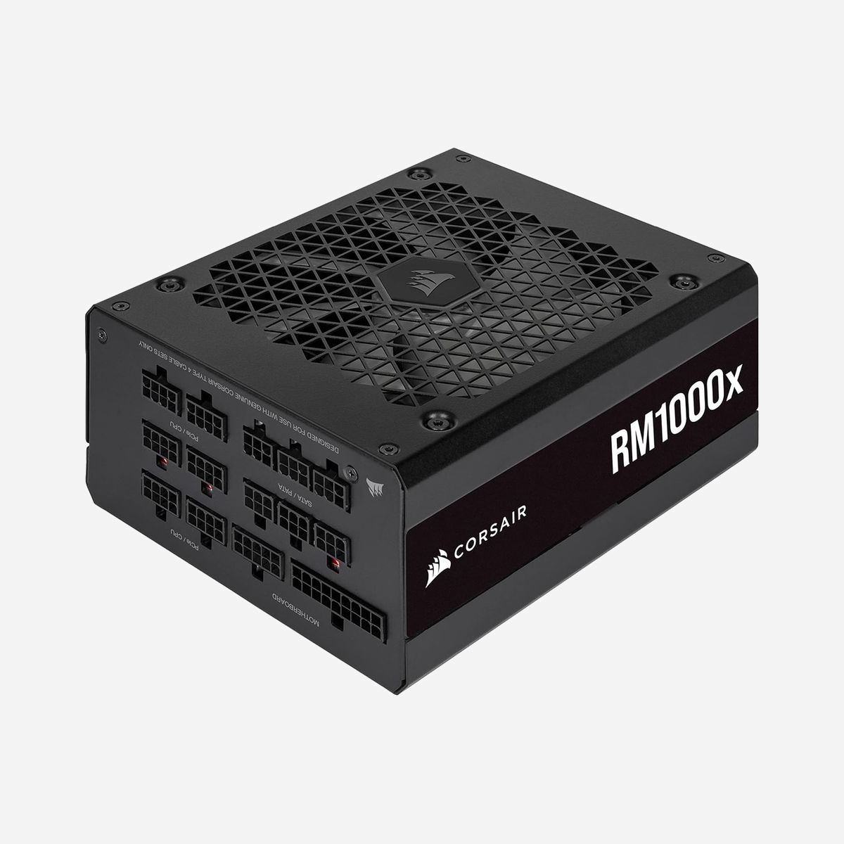 Corsair RM1000x Alimentation ATX 1000W 80 PLUS Gold, Entièrement Modulaire, 24-pin ATX, Ventilateur 13.5cm, 100-240V, Protection OVP/UVP/SCP/OPP - Corsair RM1000x. Puissance totale: 1000 W, Tension d'entrée AC: 100 - 240 V, Fréquence d'entrée AC: 47 - 63 Hz. Connecteur de la carte mère: 24-pin ATX, Type de câblage: Entièrement modulaire. Utilité: PC/serveur, Facteur de forme de l'unité d'alimentation: ATX, Certification 80 PLUS: 80 PLUS Gold. Couleur du produit: Noir, Type de refroidissement: Actif, Diamètre du ventilateur: 13,5 cm. Poids: 2 kg