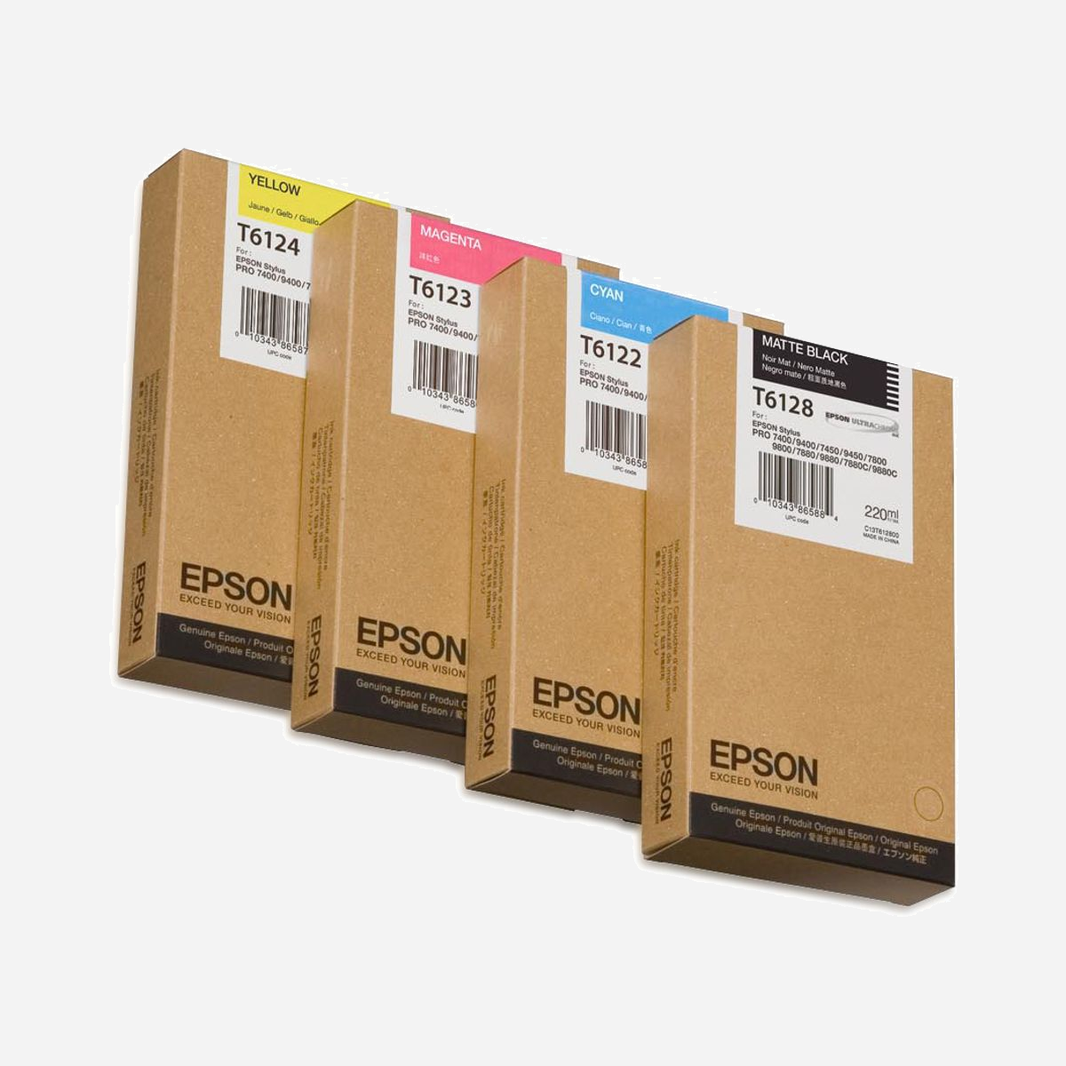 Epson Cartouche d'encre pigmentée Cyan C13T612200, 220ml, Jet d'encre, pour Stylus Pro 7400/7450/9400/9450. Technologie Epson UltraChrome. - Epson Encre Pigment Cyan SP 7400/7450/9400/9450 (220ml). Volume d'encre de couleur: 220 ml, Couleurs d'impression: Cyan, Quantité: 1 pièce(s)
