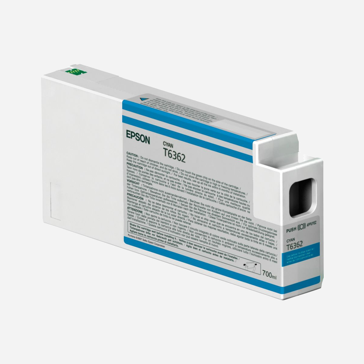 Epson Encre Pigment Cyan C13T636200 - 700ml - Jet d'encre Stylus Pro 7700/7890/7900/9700/9890/9900 - Original - Epson Encre Pigment Cyan SP 7700/9700/7900/9900/7890/9890 (700ml). Volume d'encre de couleur: 700 ml, Couleurs d'impression: Cyan, Quantité: 1 pièce(s)