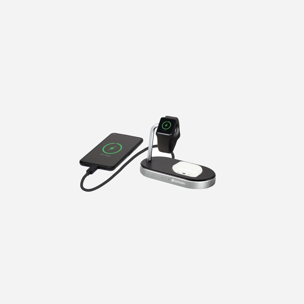 Verbatim WCS-02 Chargeur Intérieur Universel USB 44W Quick Charge 3.0 Recharge Sans Fil, câble 1.5m, Noir, Corps Aluminium, Protections Sur-courant/Surtension. - Verbatim WCS-02. Type de chargeur: Intérieure, Type de source d'alimentation: USB, Compatibilité de chargeur: Universel. Tension d'entrée: 15 V. Recharge sans fil, Charge rapide, Dispositifs de protection électrique: Sur-courant, Surtension. Longueur de câble: 1,5 m, Couleur du produit: Noir