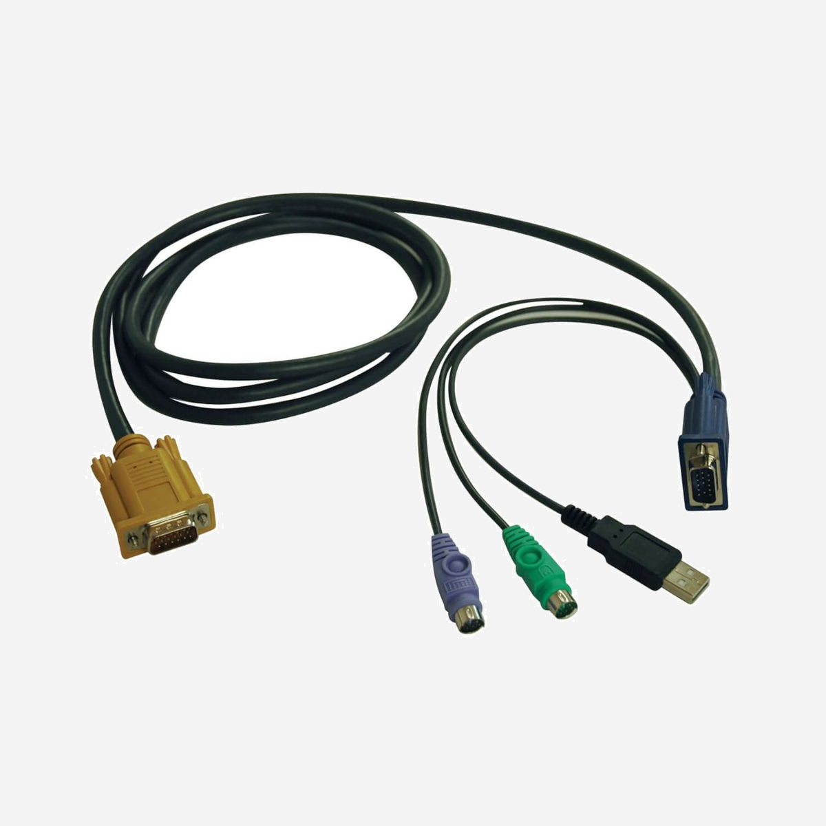 Tripp Lite P778-006 Câble KVM 1.83m Noir - Connecteurs HD15 mâle/mâle, Ports Clavier/Souris USB et PS/2, VGA - 200g - Tripp Lite P778-006. Longueur de câble: 1,83 m, Port clavier: USB, PS/2, Port souris: USB, PS/2. Poids: 200 g, Largeur du colis: 254 mm, Profondeur du colis: 12,7 mm. Profondeur: 12,7 mm, Hauteur: 203,2 mm, Largeur: 254 mm. Pays d'origine: Chine, Largeur du casier principal (externe): 508 mm, Longueur du casier principal (externe): 25,4 mm