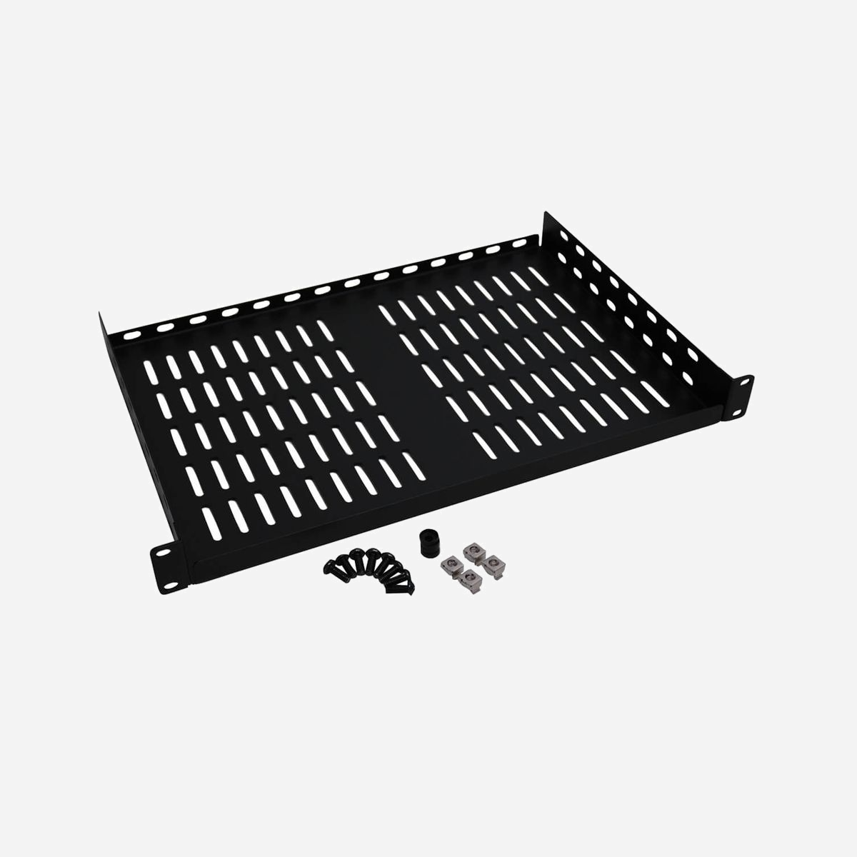 Tripp Lite SRSHELF2P1U - Tablette Rack 1U - Noir - 482.6 x 306.1 x 43.9 mm - Acier - Conforme RoHS - Conditionnement 10 pièces - Tripp Lite SRSHELF2P1U. Couleur du produit: Noir, Capacité du rack: 1U, Pays d'origine: Chine. Largeur: 482,6 mm, Profondeur: 306,1 mm, Hauteur: 43,9 mm. Largeur du colis: 505 mm, Profondeur du colis: 325,1 mm, Hauteur du colis: 59,9 mm. Largeur du casier principal (externe): 525 mm, Longueur du casier principal (externe): 624,8 mm, Hauteur du casier principal (externe): 354,8 mm