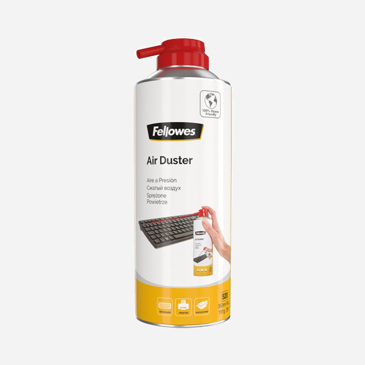 Fellowes Nettoyeur Air Comprimé 350ml pour Clavier et Équipement Électronique, Aérosol Métal 65x65x185mm, Réf: 9974906 - Permet de déloger les poussière et la saleté dans des zones difficile d'accès.