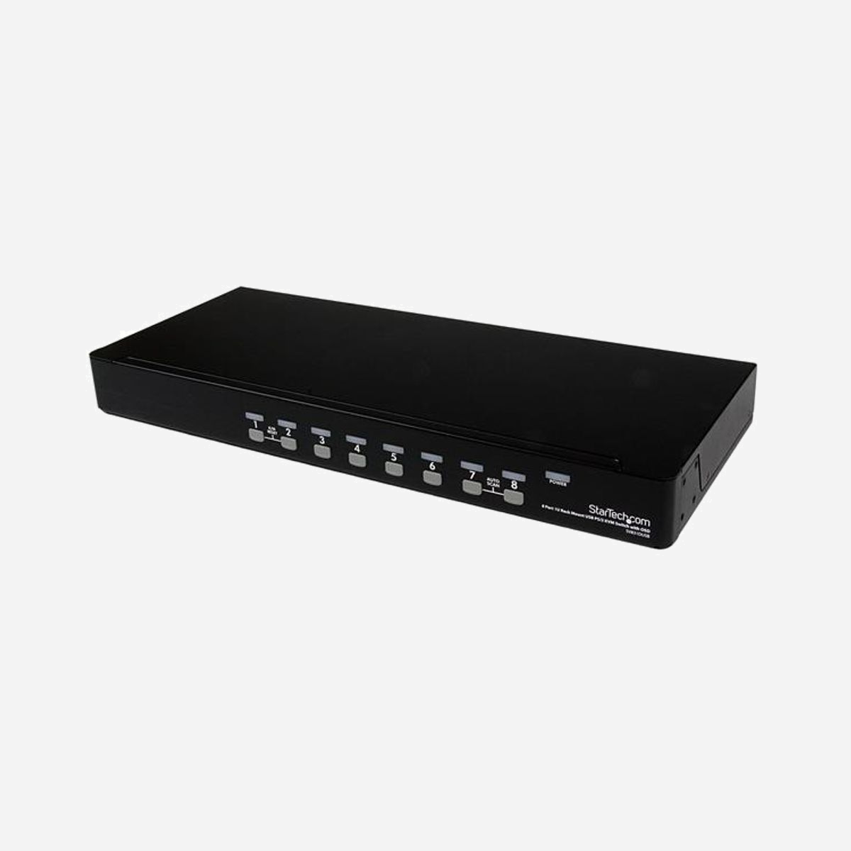 StarTech.com Commutateur KVM SV831DUSBGB 8 Ports PS/2 USB 1U Rackable avec OSD VGA 1920x1440, Alimentation 110-240V, Noir - Permet de contrôler au plus 8 ordinateurs connectés par USB ou PS/2 à l’aide d’un clavier, d’une souris et d’un moniteur<br/><br/>Le commutateur KVM 8 ports PS/2 USB monté sur bâti 1U, référence SV831DUSBGB avec OSD est un outil fiable de gestion de l'ordinateur qui vous permet de contrôler au plus 8 ordinateurs connectés USB ou PS/2 à partir d'un seul ensemble clavier, souris et moniteur. Le commutateur KVM permet un contrôle optimal, vous permettant de basculer entre plusieurs ordinateurs à l'aide des touches de raccourci ou des boutons poussoir du panneau avant. Le menu OSD convivial offre un accès rapide aux options de configuration. Le commutateur 8 ports est le complément idéal dans une salle de serveur, il peut être monté sur un bâti 1U et peut être utilisé en tandem avec plusieurs commutateurs KVM, permettant ainsi de contrôler jusqu'à 56 ordinateurs à partir de ce seul commutateur.<br/><br/>The StarTech.com Advantage<br/>