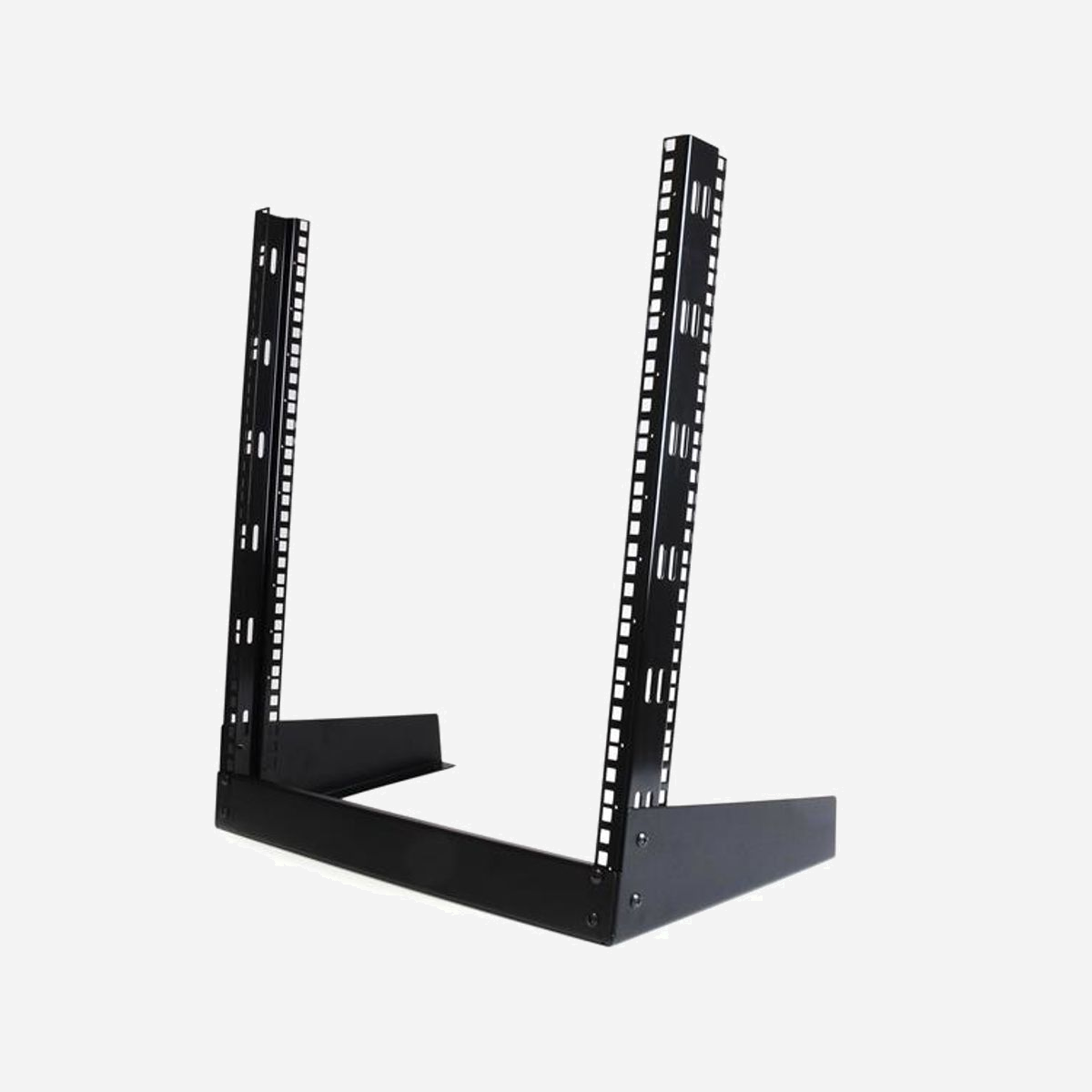 StarTech.com Rack Bureau Ouvert 12U 19" 2 Poteaux RK12OD, Charge 50kg, Acier Noir, EIA RS310-C, Kit Vis M5 Inclus, 504x292x584.4mm - Permet d’installer des petits périphériques montables sur rack à proximité immédiate de votre bureau, dans ce rack de bureau léger de 2 supports, pouvant contenir 12 unités.<br/><br/>Le rack 2 supports ordinateur à boîtier ouvert RK12OD 12U 19 pouces offre une parfaite option de montage pour les petits équipements audio/video et IT, pour lesquels l’espace est limité et une armoire de taille normale n’est pas obligatoire. Ce produit est conforme à la norme TAA (US Federal Trade Agreements Act) en application aux États-Unis et homologué par le GSA (General Services Administration) aux États-Unis.<br/><br/>La conception compacte, légère et autonome du rack 12 unités facilite son installation sur votre bureau ou à côté de ce dernier, vous offrant un accès facile à l'équipement dans votre espace de travail. Ce rack 2 supports léger est fabriqué conformément aux normes EIA en matière de montage sur rack. Il inclut un paquet de 20 vis et écrous cage M5, ce qui vous permet d'y installer tout de suite jusqu'à cinq appareils.<br/><br/>The StarTech.com Advantage<br/>