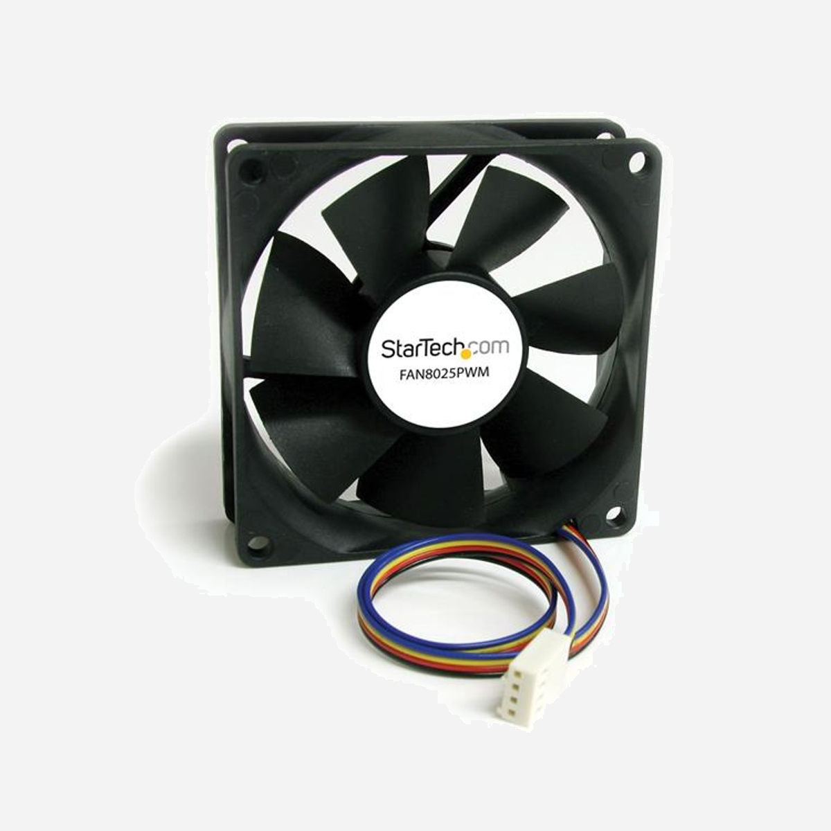 StarTech.com FAN8025PWM Ventilateur 80mm PWM 2500 tr/min, 28dB, 25.02 CFM, 12V, Connecteur Molex 4-Pin pour Boîtier PC - Permet d'ajouter un ventilateur à vitesse variable contrôlé par PWM à un PC<br/><br/>Le ventilateur PC à PWM 80 mm FAN8025PWM ajoute une solution de refroidissement de l'air efficace aux boîtiers d'ordinateur ou autres boîtiers pour garantir un fonctionnement optimal des composants.<br/><br/>Avec la technologie de modulation d'impulsions en durée (PWM), la vitesse du ventilateur peut être contrôlée de manière dynamique par la carte mère pour s'adapter aux conditions d'utilisation; en réduisant la consommation d'énergie et le bruit du ventilateur lorsque le système est inactif, et en fournissant un refroidissement maximal dans des conditions de pleine charge.<br/><br/>The StarTech.com Advantage<br/>