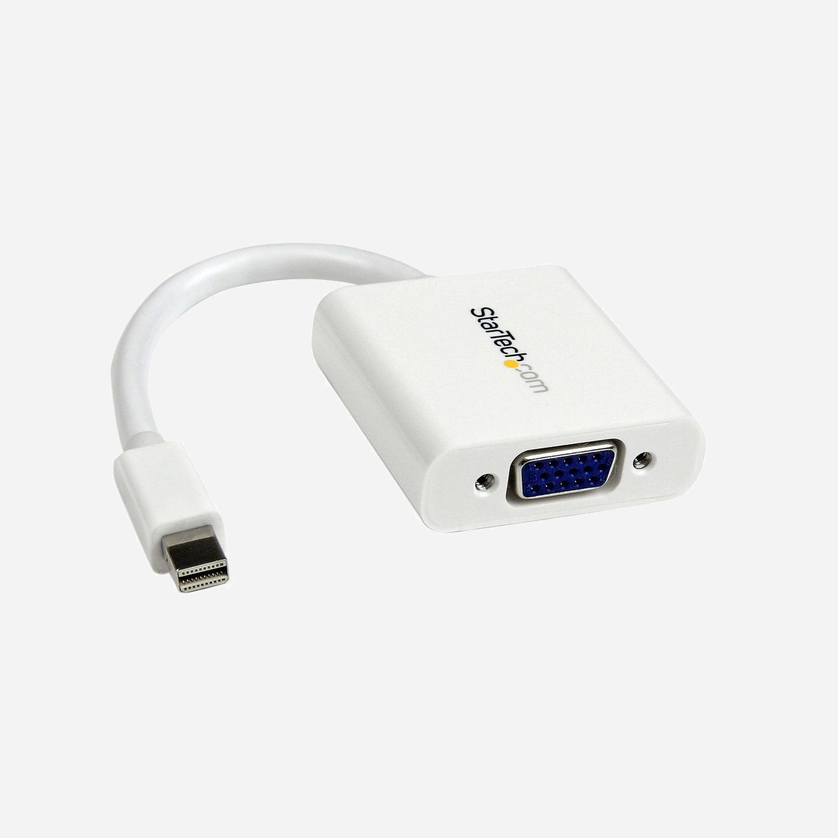 StarTech.com Adaptateur Mini DisplayPort 1.2 vers VGA (M/F) 1920x1200 60Hz Blanc - Convertisseur Vidéo Actif - Longueur 0.13m - Branchez un Écran VGA à un PC ou Mac® équipé de Mini DisplayPort®<br/><br/>Cet adaptateur Mini DisplayPort vers VGA vous permet de connecter votre ordinateur Mini DP à un écran ou vidéoprojecteur VGA. L'adaptateur fonctionne avec les ordinateurs Mini DisplayPort tels que votre Macbook® ou tout appareil Microsoft® Surface™ Pro avec Mini DP.<br/><br/>Connectez facilement votre ordinateur Mini DisplayPort à un écran VGA<br/><br/>L'adaptateur Mini DP vers VGA vous permet de connecter votre ordinateur portable ou de bureau ou votre tablette Mini DisplayPort à un écran VGA. Il est compatible avec les ports Mini DP ainsi que les ports E/S Thunderbolt 1 et Thunderbolt 2, et prend en charge l'installation plug-and-play pour plus de simplicité.<br/><br/>Compatible avec les écrans VGA plus anciens<br/><br/>L'adaptateur Mini DisplayPort assure une compatibilité totale entre votre ordinateur Mini DP et les écrans ou les vidéoprojecteurs VGA déjà installés à votre domicile ou dans votre bureau. Le connecteur VGA est doté d'écrous qui s'accouplent avec les vis des câbles VGA standard, garantissant ainsi la connexion permanente de votre câble vidéo.<br/><br/>Le compagnon de voyage idéal pour votre MacBook avec Mini DisplayPort<br/><br/>Entièrement blanc, cet adaptateur vidéo Mini DisplayPort est un accessoire de voyage idéal pour votre MacBook avec Mini DP. Compact et léger, il se glisse dans la sacoche ou la mallette de transport de votre MacBook et est parfaitement adapté aux applications BYOD (Apportez votre propre appareil) au bureau. En plus de mettre en valeur votre Mac, il est compatible avec tous les ordinateurs Mini DisplayPort, comme les ordinateurs portables Windows®.<br/><br/>Qualité d'image remarquable<br/><br/>Prenant en charge des résolutions vidéo jusqu'à 1920x1200 ou 1080p, l'adaptateur offre une qualité d'image impressionnante, même lorsqu'il est connecté à un écran, un vidéoprojecteur ou un téléviseur VGA plus ancien. Il exploite les capacités vidéo de votre connexion Mini DP pour vous faire profiter d'une haute définition exceptionnelle.<br/><br/>The StarTech.com Advantage<br/>