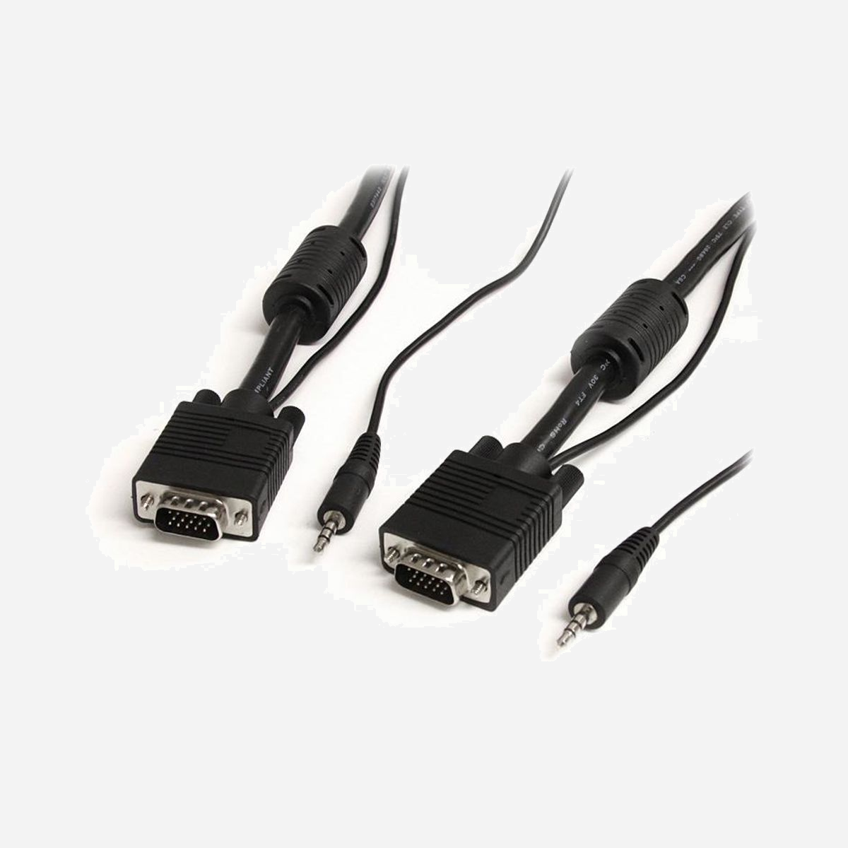 StarTech.com Câble VGA 2m Haute Résolution avec Audio - HD15 M/M - Coaxial - Contacts Nickel - 0-60°C - Noir - Réf. MXTHQMM2MA - Procédez à des connexions audio et vidéo VGA à l'aide d'un seul câble haute qualité<br/><br/>Le câble VGA haute résolution MXTHQMM2MA de 2 m avec audio est un câble SVGA de qualité supérieure conçu pour obtenir la meilleure qualité vidéo qui soit sur votre écran VGA. Cette solution à un seul câble permet d'effectuer un branchement vidéo entre une carte vidéo VGA et un moniteur VGA, et un branchement audio entre une carte son et un appareil audio externe.<br/>Ce câble VGA haute résolution avec audio StarTech.com comporte un câble coaxial mâle-mâle de qualité supérieure, conçu pour éliminer les images fantômes et floues propres aux câbles non coaxiaux et assurer une protection supérieure contre les interférences EMI en ayant recours aux tores magnétiques situés près des extrémités du connecteur.<br/><br/>The StarTech.com Advantage<br/>