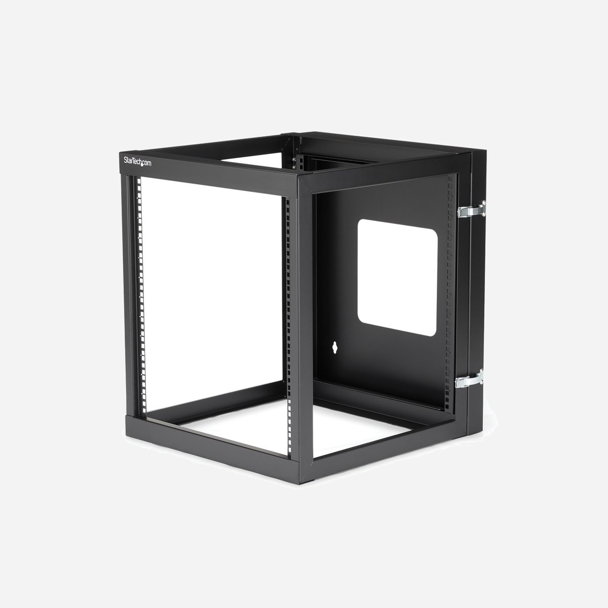 StarTech.com Rack Mural Réseau 12U 4 Montants Charnières 19" Profondeur 50.7cm Acier Noir Charge 63.4kg EIA-310-D RoHS CE UL TAA RK1219WALLOH - Montez votre équipement de serveur ou réseau au mur avec un rack à charnières conçu pour faciliter l'accès et l'entretien.<br/><br/>Le rack de serveur ouvert à fixation murale à charnières 12U RK1219WALLOH vous permet de monter vos serveurs, équipements audio/vidéo ou de réseau (de 19 pouces) et offre une conception à charnières qui permet à tout le cadre de s'ouvrir en pivotant pour une installation et un entretien faciles de votre équipement.<br/><br/>Le rack à montage mural 12U possède 4 montants pour un support additionnel de votre équipement, avec une capacité maximale de 63 kg. Construit en acier massif pressé à froid haute qualité pour une résistance et une durabilité accrues, le rack de serveur à montage mural et cadre ouvert permet une circulation d'air optimale et il est fourni avec toutes les vis et tous les écrous cage nécessaires à la fixation de votre équipement, vous évitant ainsi d'avoir à les acheter séparément.<br/><br/>The StarTech.com Advantage<br/>