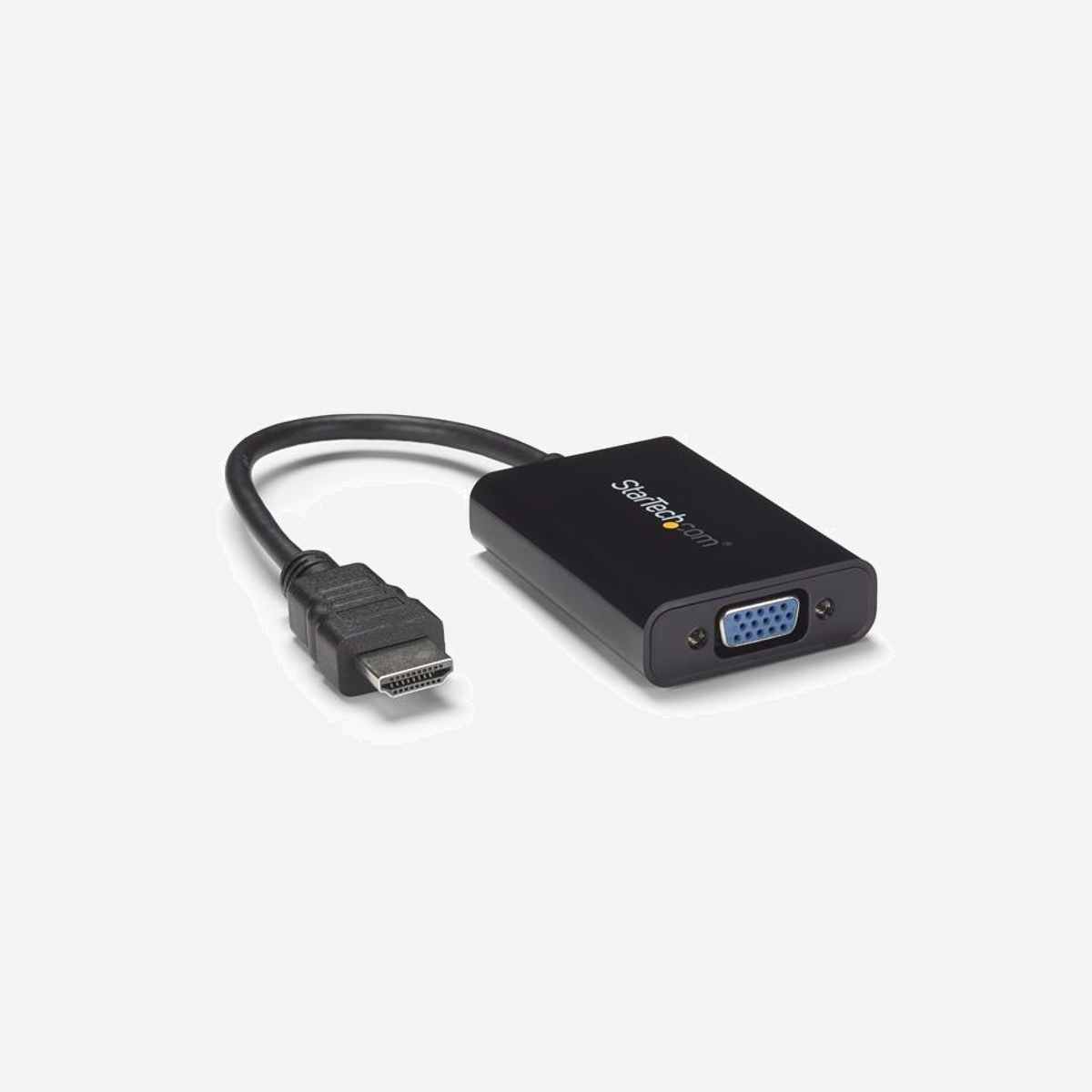 StarTech.com HD2VGAA2 Adaptateur HDMI vers VGA 1080p avec Audio, Convertisseur Vidéo Actif, 1920x1080 60Hz, RoHS, Noir - Permet de convertir un signal vidéo HDMI® en VGA, avec sortie audio discrète<br/><br/>Le câble adaptateur HDMI® vers VGA HD2VGAA2 vous permet de connecter un appareil produisant un signal HDMI, comme une sortie vidéo d'ordinateur portable ou un extendeur multimédia numérique, à un appareil d'affichage VGA (écran, vidéoprojecteur) en convertissant le signal vidéo HDMI de l'appareil de sortie en un signal VGA et un signal audio analogique distinct à 2 voies. L'adaptateur HDMI vers VGA est conçu pour afficher des contenus générés par l'utilisateur; tels que des présentations, des documents et des feuilles de travail, sur un vidéoprojecteur ou un écran VGA. L'adaptateur peut également servir à étendre le bureau de votre ordinateur pour doubler votre espace de travail et accroître votre productivité.<br/><br/>Le convertisseur polyvalent prend en charge différentes résolutions, notamment la haute définition 1080p. Ainsi, vous n'avez pas besoin de changer d'écran VGA pour des questions de compatibilité. Cet adaptateur HDMI ne nécessite pas de source d'alimentation supplémentaire dans les applications standard, pour une installation plus simple et plus rapide. De plus, vous pouvez facilement obtenir davantage de puissance à l'aide d'un câble micro-USB, si votre source vidéo est dotée d'un port HDMI à faible consommation.<br/><br/>The StarTech.com Advantage<br/>