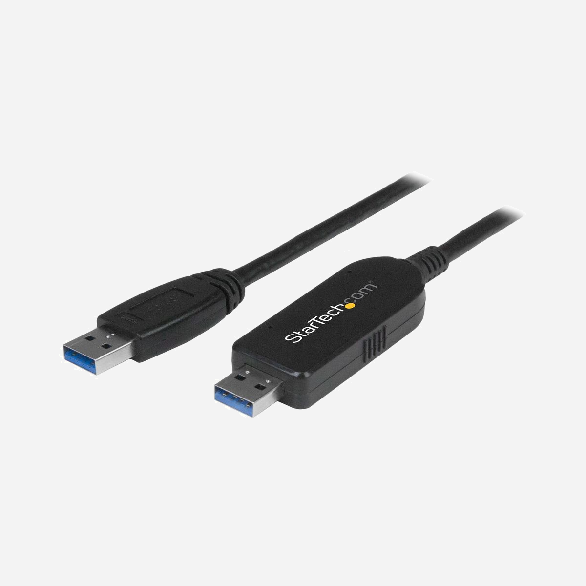 StarTech.com Câble Transfert Données USB 3.2 Gen 1 (5 Gbps) 1.8m, USB-A Mâle/Mâle, Windows/Mac, avec Indicateurs LED, Noir - USB3LINK - Transférez rapidement et facilement tous vos fichiers Windows® ou Mac vers votre nouvel ordinateur<br/><br/>Voici un moyen facile de transférer des fichiers de votre ancien vers votre nouvel ordinateur. Ce câble de transfert de données vous permet de déplacer rapidement des fichiers par USB 3.0, et est compatible avec Mac et Windows®.<br/><br/>Gagnez du temps lors de la configuration de votre nouvel ordinateur<br/><br/>Le câble de transfert vous fait gagner du temps et des efforts lors de la mise à nouveau vers un nouvel ordinateur. Vous pourrez rapidement transférer vos fichiers et vos paramètres par USB 3.0 (ou USB 3.1 Gen 1), à des vitesses pouvant atteindre 5 Gb/s. De plus, pas besoin d'installer d'autres pilotes lors du branchement à vos ordinateurs, car le logiciel se trouve dans le câble.<br/><br/>Vaste compatibilité avec Mac et PC<br/><br/>Le câble de transfert des données prend en charge une vaste gamme de systèmes d'exploitation sous Windows et Mac. Le câble de transfert USB 3.0 vous permet de transférer des fichiers entre deux ordinateurs, notamment de Windows à Windows, de Windows à Mac, de Mac à Windows, et même de Mac à Mac.<br/><br/>Le câble de transfert de données est compatible avec le logiciel Windows Easy Transfer pour migrer vers des versions plus récentes de Windows, jusqu’à Windows 8. De plus, le logiciel intégré PCLinq permet également le transfert de fichiers dans les deux sens entre des systèmes d’exploitation compatibles, y compris Windows 10.<br/><br/>The StarTech.com Advantage<br/>