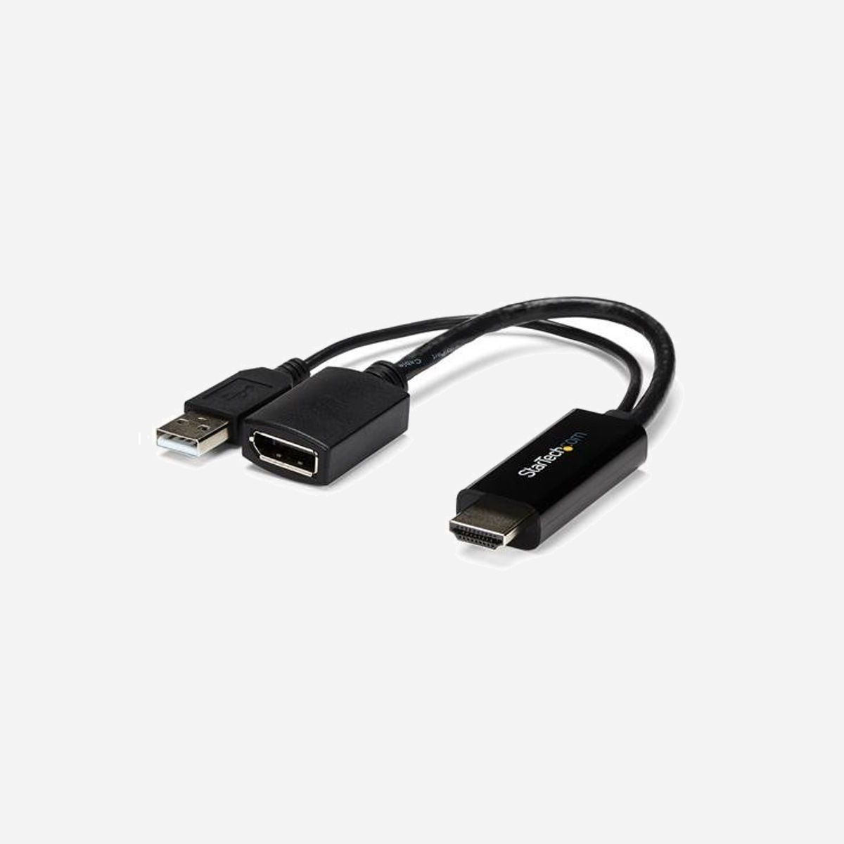 StarTech.com HD2DP Adaptateur HDMI vers DisplayPort 4K UHD (3840x2160) 30Hz Actif, Alimentation USB, Chipset MegaChips STDP2600, HDCP, Noir - Branchez votre Ultrabook ou ordinateur portable HDMI à un écran DP au moyen de cet adaptateur compact, alimenté par USB<br/><br/>Cet adaptateur HDMI® vers DisplayPort vous permet de connecter une source vidéo HDMI, par exemple votre ordinateur portable, votre ordinateur de bureau, votre lecteur Blu-ray™ ou un appareil photo, à un vidéoprojecteur ou moniteur DisplayPort.<br/><br/>Productivité accrue<br/><br/>L'adaptateur actif HDMI vers DisplayPort propose une installation plug-and-play et une configuration simple et sans problème qui ne requiert aucun logiciel ni pilote. L'adaptateur utilise un port USB pour l'alimentation; ce qui évite d'avoir à utiliser un adaptateur secteur supplémentaire. Avec son design compact, il prend très peu de place sur votre poste de travail.<br/><br/>L'adaptateur HDMI vers DP vous permet d'ajouter un deuxième moniteur à votre ordinateur portable. Vous disposez ainsi de l'espace écran supplémentaire dont vous avez besoin pour effectuer plusieurs tâches de manière plus efficace et ainsi accomplir davantage dans le même laps de temps. Il augmente de façon significative la productivité et vous permet d'afficher des documents, feuilles de calcul ou pages Web sur plusieurs écrans.<br/><br/>Profitez de la qualité d'image Ultra HD<br/><br/>Grâce à la prise en charge du 4K à 30 Hz, vous obtenez des images d'une incroyable netteté et clarté, plus riches et plus réalistes qu'avec le HD traditionnel et offrant une bien meilleure qualité de détail. L'adaptateur fournit du contenu Ultra HD à votre moniteur DisplayPort et prend en charge le son audio surround 7.1.<br/><br/>L'adaptateur est rétrocompatible avec les écrans 1080p, ce qui en fait un accessoire idéal pour votre domicile, bureau ou toute autre application en espace de travail.<br/><br/>The StarTech.com Advantage<br/>