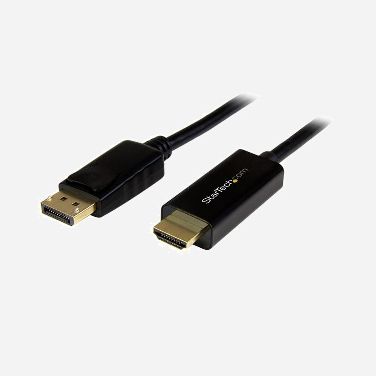 StarTech.com Câble DisplayPort 1.2 vers HDMI 1.4 5m, 4K 30Hz, M/M, DPCP, HDCP 1.4, Noir, Adaptateur Passif - Éliminez l'encombrement en connectant votre ordinateur DisplayPort directement à un écran HDMI à l'aide de ce câble de 5 m<br/><br/>Ce câble DisplayPort vers HDMI® de 5 mètres vous permet de connecter votre Ultrabook™, votre ordinateur portable ou votre ordinateur de bureau équipé de DisplayPort à une télévision, un écran ou un projecteur HDMI, sans adaptateur ni câble supplémentaire. L'adaptateur passif prend en charge des résolutions vidéo jusqu'à Ultra HD 4K, ce qui assure la prise en charge des applications haute résolution.<br/><br/>Qualité d'image remarquable<br/><br/>Ce câble adaptateur vous permet de maintenir une qualité d'image 4K remarquable, équivalente à quatre fois la résolution 1080p, lors de la conversion DisplayPort vers HDMI. Cet adaptateur est rétrocompatible avec des sources vidéo et des écrans de résolution plus faible. Avec la prise en charge des résolutions haute définition de 1080p et 720p, vous assurez la pérennité de votre configuration actuelle pour la vidéo 4K.<br/><br/>Configuration simplifiée<br/><br/>Pour une installation simplifiée et tout en discrétion, cet adaptateur DisplayPort vers HDMI se connecte directement à partir de votre source vidéo DisplayPort vers le port HDMI de votre écran. Aucune source d'alimentation n'est requise, contrairement à certains dongles convertisseurs qui nécessitent une alimentation active et un câblage vidéo dédié encombrant.<br/><br/>Une installation sans encombrement<br/><br/>Avec un adaptateur DisplayPort vers HDMI intégré, ce câble de 5 m fournit une connexion directe qui élimine le besoin d'adaptateurs supplémentaires pour garantir une installation soignée et professionnelle. De plus, ce câble de 5 m de long est idéal pour connecter votre ordinateur à un écran bien plus éloigné, par rapport à un câble standard de 2 m.<br/><br/>Pour des installations plus courtes, nous offrons également un Câble DisplayPort vers HDMI de 1 m (DP2HDMM1MB), un Câble DisplayPort vers HDMI de 2 m (DP2HDMM2MB) et un Câble DisplayPort vers HDMI de 3 m (DP2HDMM3MB) ce qui vous permet de choisir la longueur de câble adaptée à vos besoins d'installation personnalisée.<br/><br/>The StarTech.com Advantage<br/>