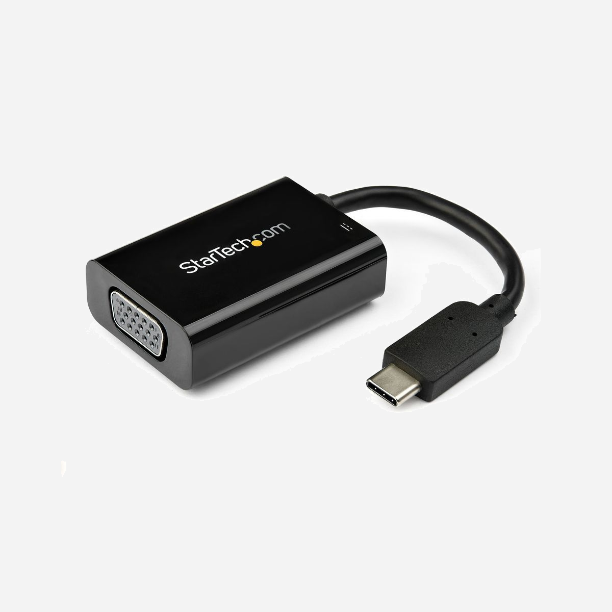 StarTech.com Adaptateur USB-C vers VGA avec USB Power Delivery 60W - Résolution max 2048x1280 60Hz - Chipset ITE IT6516/VIA VL100 - Noir - Adaptateur USB Type C vers VGA | Compatible Thunderbolt 3 | 1080p<br/><br/>Cet adaptateur USB-C vers VGA vous permet de connecter votre ordinateur portable ou MacBook avec un port USB Type-C à un écran VGA. L'adaptateur USB-C est doté de la technologie USB Power Delivery, ce qui vous permet d'alimenter votre ordinateur portable lorsque vous diffusez de la vidéo, en utilisant le même port USB-C. L'adaptateur est également disponible en blanc (CDP2VGAUCPW), ce qui vous permet de choisir un adaptateur qui correspond au style de votre ordinateur portable.<br/><br/>Alimentation et vidéo sur un seul port grâce à la technologie USB Power Delivery<br/><br/>Les ordinateurs portables légers et de petite taille garantissent une excellente portabilité, mais ils comportent moins de ports de connexion. Cet adaptateur USB-C vers VGA prend en charge la technologie USB Power Delivery jusqu'à 60 watts et dispose d'un port USB-C supplémentaire, ce qui vous permet de charger votre ordinateur portable grâce à son adaptateur d'alimentation USB-C, même lorsque vous diffusez de la vidéo. De nombreux ordinateurs portables comme le Dell XPS et le MacBook Pro prennent en charge la fonction de charge via le port USB-C avec la technologie USB Power Delivery. Consultez les spécifications de votre ordinateur portable pour vérifier la compatibilité.<br/><br/>Bénéficiez d'une qualité d'image HD avec des résolutions vidéo jusqu'à 2048 × 1260<br/><br/>Pour garantir que la qualité de votre signal vidéo est conservée, le dongle USB-C prend en charge les résolutions VGA jusqu'à 2048 × 1260 à 60Hz, y compris les résolutions haute définition les plus populaires telles que 1080p et 720p.<br/><br/>Connectivité élégante pour votre Ultrabook ou tout autre ordinateur portable<br/><br/>Cet adaptateur USB Type-C possède un boîtier entièrement noir et un câble USB-C intégré conçu pour s'adapter à votre Ultrabook ou à votre ordinateur portable. Cet adaptateur est compatible avec tous les appareils compatibles avec USB-C DP Alt Mode.<br/><br/>The StarTech.com Advantage<br/>