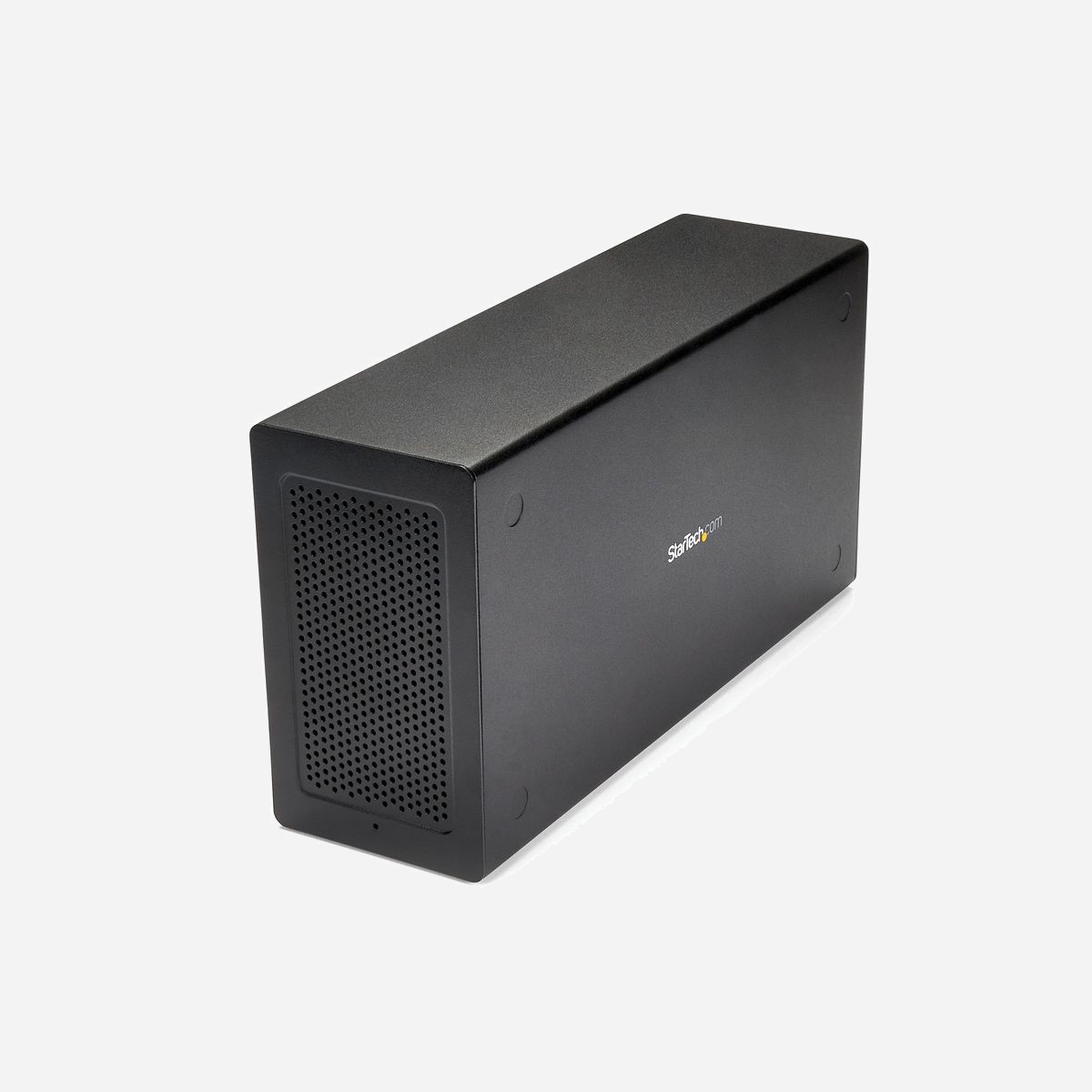 StarTech.com TB31PCIEX16 : Châssis d'extension Thunderbolt 3 vers PCIe x16 avec DisplayPort, taux de transfert 40 Gb/s, compatible Windows & macOS - Ajoutez un slot PCIe (PCI Express 3.0) x16 externe et une connexion DisplayPort à votre MacBook ou ordinateur portable équipé de Thunderbolt 3Ce châssis d'extension PCIe Thunderbolt™3 permet d'ajouter une carte PCI Express à votre ordinateur portable ou ordinateur de bureau, par le biais d'une connexion Thunderbolt 3 externe. Le châssis dispose également d'une sortie vidéo DisplayPort qui vous permet de connecter un écran supplémentaire à votre ordinateur portable, et prend en charge l'installation en série Thunderbolt 3 pour élargir encore davantage votre poste de travail.Étendez les capacités de votre ordinateur Thunderbolt 3Le châssis PCIe Thunderbolt 3 vous permet d'étendre facilement votre système avec les fonctionnalités dont vous avez besoin pour atteindre une productivité optimale. Vous pouvez ajouter de nombreux types de cartes PCI Express, tel qu'une carte PCIe USB 3.1/3.0/2.0 et USB-C, SSD, réseau, eSATA, FireWire ou des cartes d'acquisition vidéo. Et grâce à la vitesse et la prise en charge de bande passante de Thunderbolt 3 et PCIe 3.0, vous pouvez profiter de nombreux ports supplémentaires, tout comme vous le feriez avec les slots d'extension PCI Express d'un système de bureau.Agrandissez votre poste de travailLe boîtier PCIe externe dispose d'une sortie DisplayPort dédiée qui vous permet d'ajouter un écran supplémentaire à votre ordinateur portable ou ordinateur de bureau. Il est également doté d'un deuxième port Thunderbolt 3 (USB-C) que vous pouvez utiliser pour connecter un deuxième écran (un adaptateur vidéo USB-C peut être nécessaire). Avec un affichage étendu à plusieurs écrans, vous pouvez travailler plus efficacement et plus rapidement sur plusieurs tâches tout en vous épargnant la nécessité de constamment repositionner de multiples fenêtres.Vous pouvez également utiliser le deuxième port Thunderbolt 3 pour connecter d'autres appareils Thunderbolt, USB et DisplayPort à votre système. Vous pouvez installer en série jusqu'à six appareils Thunderbolt 3 et agrandir votre poste de travail en fonction de vos besoins.Augmentez votre productivité grâce à des vitesses plus élevéesThunderbolt 3 est la connexion la plus rapide qui existe, ce qui signifie que vous n'avez pas à vous soucier des baisses de performances dues à une connexion lente, et pouvez accomplir plus en même temps.Atteignant des vitesses jusqu'à 40 Gb/s, ce châssis d'extension Thunderbolt 3 vous offre le débit suffisant pour ajouter des écrans à votre ordinateur portable, accéder rapidement à vos fichiers et travailler sans interruption. Vous pouvez facilement accéder à des fichiers volumineux non compressés, tels que des vidéos et des images, et les modifier à la volée. Cette solution est donc idéale pour la production dynamique sur site.Le modèle TB31PCIEX16 bénéficie de la garantie StarTech.com de 2 ans et de l'assistance technique à vie gratuite.The StarTech.com Advantage