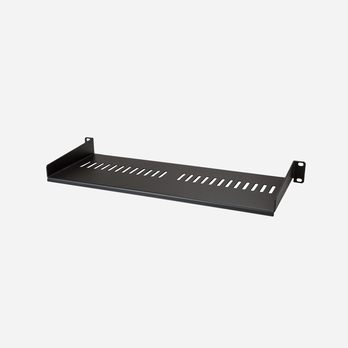 StarTech.com Étagère Rack 1U Ventilée Acier 175mm Profondeur - Charge 20kg, EIA/ECA-310-E, 440x175x44mm, Noir, Visserie incluse - CABSHELF1U7V - Ajoutez une étagère de rack serveur 1U robuste à pratiquement tout type de rack ou d'armoire<br/><br/>Cette étagère 1U pour rack vous permet d'ajouter 175 mm d'espace plat à tout type de rack ou d'armoire serveur conforme à la norme EIA-310. L'étagère est ventilée pour améliorer la circulation de l'air et réduire les températures de votre rack.<br/><br/>Garantissez la sécurité de votre équipement<br/><br/>Cette étagère pour rack fixe, robuste et entièrement construite en acier laminé à froid de qualité commerciale SPCC, peut supporter au maximum 20 kg d'équipements.<br/><br/>Optimisez votre espace<br/><br/>Grâce à l'étagère cantilever 1U, optimisez votre espace de travail en montant de l'équipement en rack plutôt que sur un bureau ou au sol. C'est la solution parfaite pour votre environnement de petit bureau ou de bureau personnel, votre salle de serveurs ou toute autre pièce où l'espace disponible est limité.<br/><br/>Installation personnalisée<br/><br/>Vous pouvez installer l'étagère ventilée 1U pour rack à la hauteur de votre choix. Vous disposerez ainsi d'une surface stable sur laquelle vous pouvez placer votre équipement non montable ou stocker vos outils.<br/><br/>The StarTech.com Advantage<br/>
