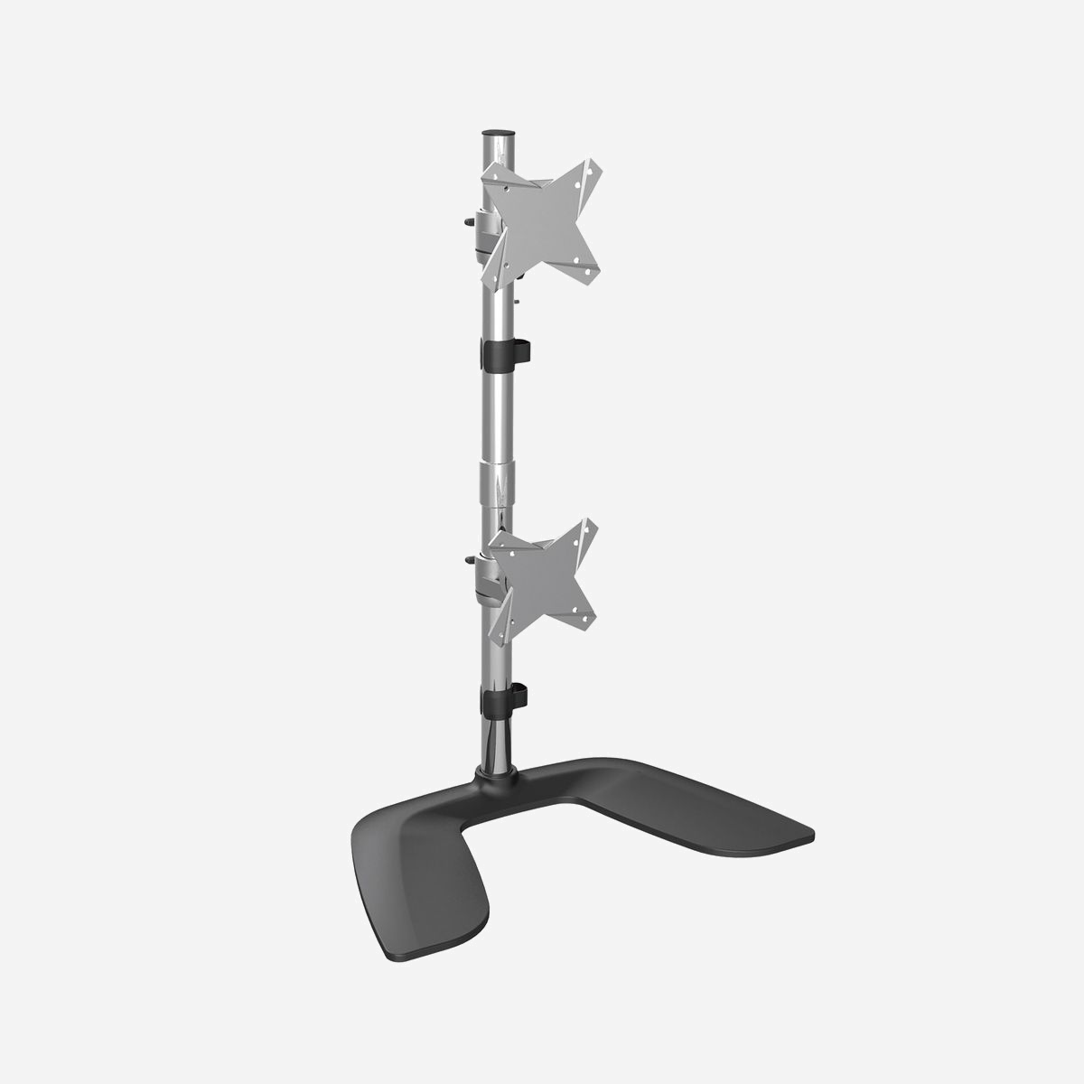 StarTech.com ARMDUOVS Bras Double Écran Vertical Aluminium, 13" à 27", VESA 75/100mm, Inclinaison +/-15°, Rotation 360°, Hauteur réglable, Max 16 kg - Support à double affichage | Hauteur réglable | Pour les moniteurs jusqu'à 27"(8kg)<br/><br/>Ce support vertical en aluminium élégant pour deux écrans vous permet de suspendre deux écrans au-dessus de votre bureau ou table de travail pour libérer de l'espace et augmenter votre productivité. Grâce à sa structure robuste, ce support pour deux écrans maintient solidement deux moniteurs à support VESA de 27 po de diagonale maximum chacun, verticalement superposés.<br/><br/>Configurez vos écrans pour optimiser votre productivité<br/><br/>Le support pour deux écrans permet de superposer deux moniteurs. La hauteur des moniteurs est réglable le long du poteau de 71 cm afin de travailler confortablement avec votre installation à deux moniteurs.<br/><br/>Réglez vos écrans pour trouver la position idéale<br/><br/>Le support d'écran ajustable pour bureau permet une inclinaison et un angle de pivotement de +/-15° facile et sans effort, pour trouver facilement l'angle de vision idéal. Il permet également une rotation de 360 degrés pour basculer à volonté entre un affichage en mode portrait ou paysage.<br/><br/>Conception en aluminium robuste<br/><br/>Le support pour deux écrans maintient solidement vos moniteurs en place tout en s'adaptant à votre décor de bureau grâce à sa conception en aluminium noir et argent. Le support d'écran prend en charge quatre écrans jusqu'à 68,6 cm (27 po) de diagonale et d'un poids maximal de 8 kg chacun.<br/><br/>Facile à installer<br/><br/>Le support d'écran VESA est facile à installer grâce à système d'attache et de retrait rapide de l'écran. Il possède également une colonne de gestion des câbles pour dissimuler ces derniers.<br/><br/>The StarTech.com Advantage<br/>