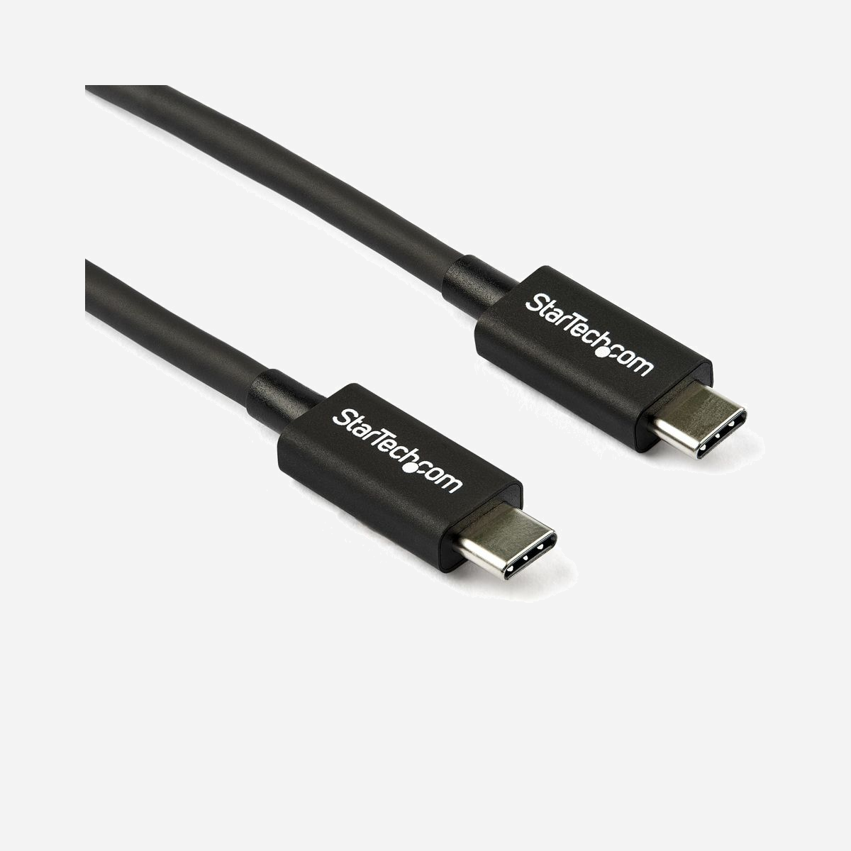 StarTech.com Câble Thunderbolt 3 TBLT34MM80CM 0.8m 40Gbps USB-C compatible, double vidéo 4K 60Hz, alimentation 100W, noir, RoHS, CE, REACH - Offre une vitesse de transfert de données quatre fois supérieure à celle de tout autre type de câble, permet une double vidéo 4K 60Hz et alimente vos appareils avec un seul câble<br/><br/>Ce câble Thunderbolt 3 vers Thunderbolt 3 vous permet d'envoyer des vidéos et des données à vos périphériques Thunderbolt 3, USB 3.2 et DisplayPort, et de les alimenter. Avec une longueur de 0,8 mètres, le câble Thunderbolt offre plus de flexibilité et de distance lorsqu'il est connecté à vos périphériques.<br/><br/>Compatibilité USB-C<br/><br/>Parfaitement compatible avec l'ensemble de vos appareils USB 3.2 Gen 2, ce câble peut être utilisé pour charger et synchroniser vos appareils mobiles. Connectez et alimentez des ordinateurs portables USB-C, comme votre MacBook ou votre Chromebook, et des périphériques USB-C, comme votre station d'accueil.<br/><br/>Une vitesse de transfert de données incroyable<br/><br/>Ce câble USB-C Thunderbolt 3 prend en charge des vitesses de transfert jusqu'à 40 Gb/s lorsqu'il est connecté à un appareil Thunderbolt 3 pour des performances ultra-rapides. Lorsqu'il est connecté à un périphérique USB 3.2, ce câble prend en charge des vitesses de 20 Gb/s.<br/><br/>Profitez d'une vidéo ultra-haute définition<br/><br/>Ce câble prend en charge la double vidéo 4K 60 Hz ou 5K 60 Hz pour une résolution, un contraste et une profondeur des couleurs remarquables.<br/><br/>Alimentation polyvalente<br/><br/>Le câble Thunderbolt 3 Type-C fournit une alimentation jusqu'à 100 W pour charger un ordinateur portable Thunderbolt 3, ce qui signifie que vous pouvez garder vos périphériques sous tension sans utiliser d'alimentation supplémentaire.<br/><br/>Activez la gestion de réseau Thunderbolt<br/><br/>Reliez plusieurs ordinateurs portables Thunderbolt 3 USB-C compatibles pour une gestion de réseau de 10GbE de pair à pair avec ce câble. Il est également parfait pour partager des périphériques d'impression et de stockage.<br/><br/>The StarTech.com Advantage<br/>