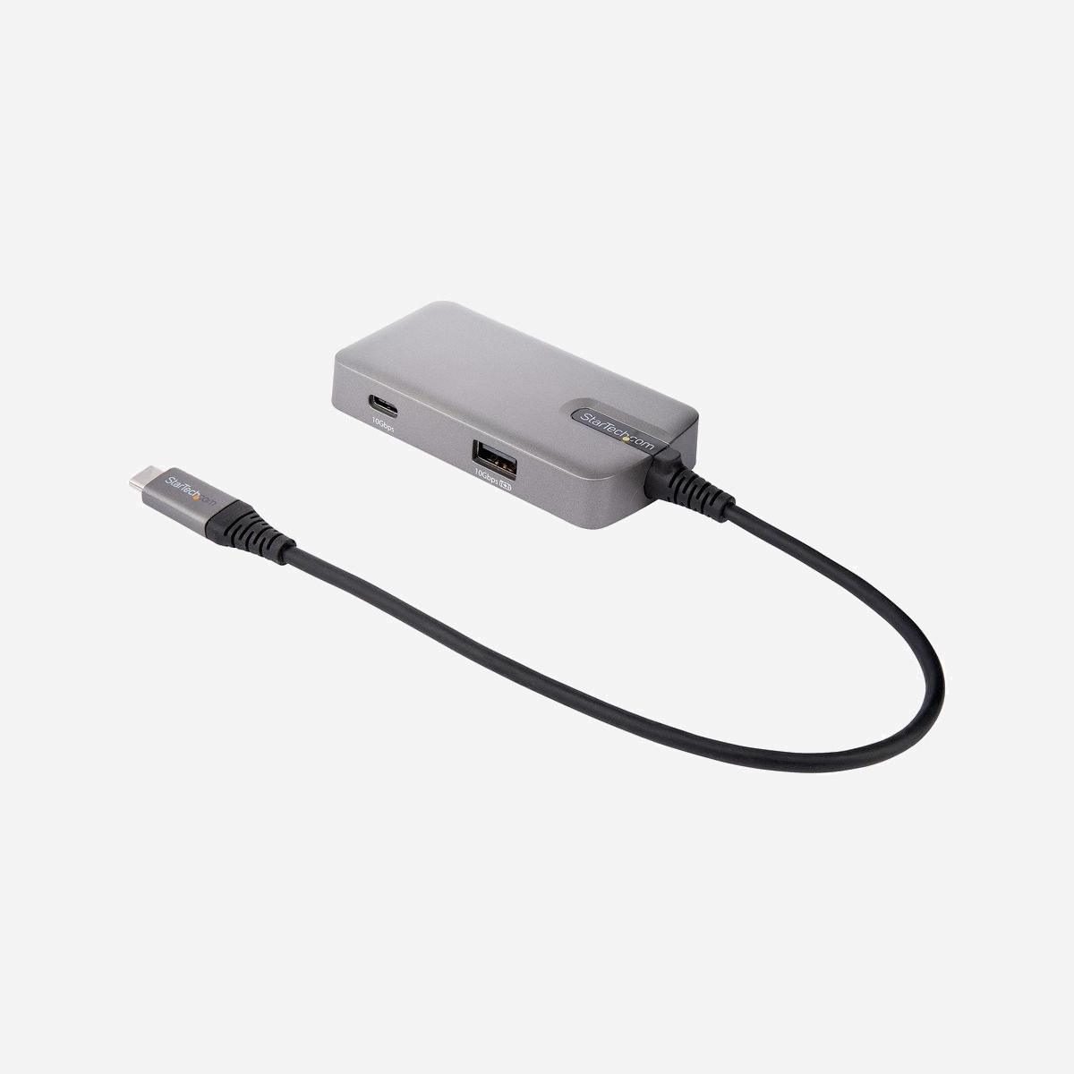 StarTech.com DKT31CHPD3 : Adaptateur USB-C Multiport vers HDMI 4K 60Hz, 3x USB 10Gbps (1x USB-A, 2x USB-C), Power Delivery 100W Pass-Through, câble 25cm - Adaptateur Multiport USB-C | Vidéo HDMI | 1x USB-A (10Gbps) | 2x USB-C (10Gpbs) Incluant 1x Data + 100W PD Pass-Through<br/><br/>Cet adaptateur multiport USB-C avec prise en charge de 4K 60Hz HDMI® (HDR) transforme votre MacBook Pro, Dell XPS, ou tout autre ordinateur portable ou tablette USB-C™ en une station de travail, où que vous soyez. L'adaptateur multiport USB Type-C offre une sortie vidéo HDMI 4K, un port USB 3.1 Gen 2 Type-A (10Gbps) (prenant en charge la charge de périphériques BC 1.2/7.5W), un port USB 3.1 Gen 2 Type-C (10Gbps) et un port USB 3.1 Gen 2 Type-C supplémentaire qui peut également être utilisé comme port de passage PD 3.0 100W, le tout via une seule connexion au port USB-C ou Thunderbolt 3/4™ de votre ordinateur portable. De plus, il offre une charge avancée grâce à l'USB Power Delivery 3.0 et un câble hôte attaché extra-long de 25 cm pour une portée étendue afin d'offrir une plus grande flexibilité d'installation.<br/><br/>L'USB 3.1 Gen 2 (10Gbps) est également connu sous le nom d'USB 3.2 Gen 2x1 (10Gbps).<br/><br/>Améliorer la productivité<br/><br/>La station d'accueil portable permet de connecter votre ordinateur portable à un écran HDMI 4K 60Hz (4096 x 2160p) pour créer une station de travail puissante. Elle peut également se connecter à un moniteur ultra-large avec des résolutions allant jusqu'à 3440x1440 60Hz.<br/><br/>Connecter vos appareils<br/><br/>Le hub USB-C vers USB 3.1 Gen 2 vous offre un port USB-A (10Gbps), et un port USB-C (10Gbps) pour connecter vos périphériques USB. De plus, lorsque vous utilisez l'adaptateur multifonction sans qu'un adaptateur d'alimentation soit connecté, le port USB-C supplémentaire, auquel l'adaptateur d'alimentation se connecte, peut être utilisé comme un port périphérique USB-C (10Gbps).<br/><br/>Portabilité facile<br/><br/>Pour une utilisation mobile, l'adaptateur USB-C peut fonctionner avec l'alimentation par bus seule, ou avec un adaptateur d'alimentation USB-C pour la charge d'un ordinateur portable et d'un périphérique BC 1.2. La station d'accueil est légère et se glisse facilement dans une sacoche d'ordinateur portable pour une utilisation en déplacement au bureau, au bureau à domicile et dans les espaces de travail partagés.<br/><br/>Chargez votre ordinateur portable et vos périphériques<br/><br/>Avec la prise en charge de l'USB PD 3.0 (jusqu'à 100W), l'adaptateur multiport USB Type-C vous permet d'alimenter et de charger votre ordinateur portable, et d'alimenter vos périphériques lorsqu'il est connecté à un adaptateur d'alimentation USB-C. PD 3.0 dispose de la fonction Fast Role Swap pour éviter toute interruption des données et de la vidéo USB lorsque vous changez de source d'alimentation (adaptateur d'alimentation USB-C à l'alimentation par le bus).<br/><br/>Améliorer la productivité et la gestion des périphériques avec l'application Connectivity Tools<br/><br/>Développée pour améliorer les performances et la sécurité, Connectivity Tools est la seule suite logicielle du marché qui fonctionne avec une large gamme d'accessoires de connectivité informatique. La suite logicielle comprend :<br/><br/>•<br/><br/>L'utilitaire de mise en page avancée des fenêtres : pour configurer et enregistrer des mises en page personnalisées des fenêtres.<br/><br/>•<br/><br/>Utilitaire de surveillance des événements USB : Pour suivre et enregistrer les périphériques USB connectés<br/><br/>Pour plus d'informations et pour télécharger l'application Connectivity Tools, veuillez visiter : StarTech.com/Connectivity-Tools<br/><br/>style="text-align:center"><br/><br/>DP Alt Mode requis<br/><br/>.<br/><br/>Résolution maximale<br/><br/>DP 1.2 Mode Alternatif<br/><br/>Jusqu'à 4K 30Hz<br/><br/>Mode alternatif DP 1.4<br/><br/>Jusqu'à 4K 60Hz<br/><br/>The StarTech.com Advantage<br/>