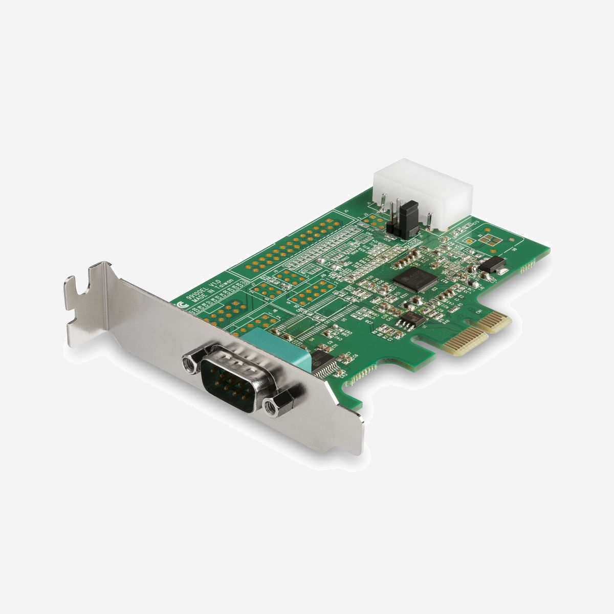 StarTech.com PEX1S953LP: Carte Adaptateur Série RS232 PCIe 1 Port DB9 16950 UART, 921.4 Kbps, Chipset ASIX AX99100, Windows/Linux, Profil Bas/Standard - Adaptateur PCI Express vers série | 921.4 Kbps | Compatible Windows® et Linux®<br/><br/>Cette carte série RS232 vous permet d'ajouter un port série RS232 DB9 à votre ordinateur via un slot PCI Express (PCIe). Elle vous permet d'utiliser des appareils série tels que des lecteurs de cartes, des imprimantes, des claviers NIP et des modems, à des vitesses pouvant atteindre 921,4 Kbit/s.<br/><br/>Compatibilité maximale<br/><br/>Avec sa prise en charge étendue du système d'exploitation; notamment pour Windows et Linux, cette carte PCI Express s'intègre facilement dans des environnements mixtes. La carte est préconfigurée avec un support faible encombrement et comprend en option un support pleine hauteur, ce qui facilite l'installation quel que soit le format du boîtier.<br/><br/>Découvrez une technologie optimale<br/><br/>Cette PCIe vers adaptateur série prend en charge les fonctionnalités suivantes :<br/><br/>• Compatible avec la norme 16950 UART<br/>• Prend en charge un débit en bauds maximal de 921,4 Kbit/s<br/>• Fournit une sortie d'alimentation 5/12 V sur la broche 9 lorsque l'alimentation externe est connectée<br/>• PEPS de profondeur 128 octets par émetteur et récepteur<br/>• 9, 8, 7, 6 ou 5 bits de données pris en charge<br/>• Chipset ASIX AX99100<br/>• Conformité PCI Express 1.1<br/><br/>The StarTech.com Advantage<br/>