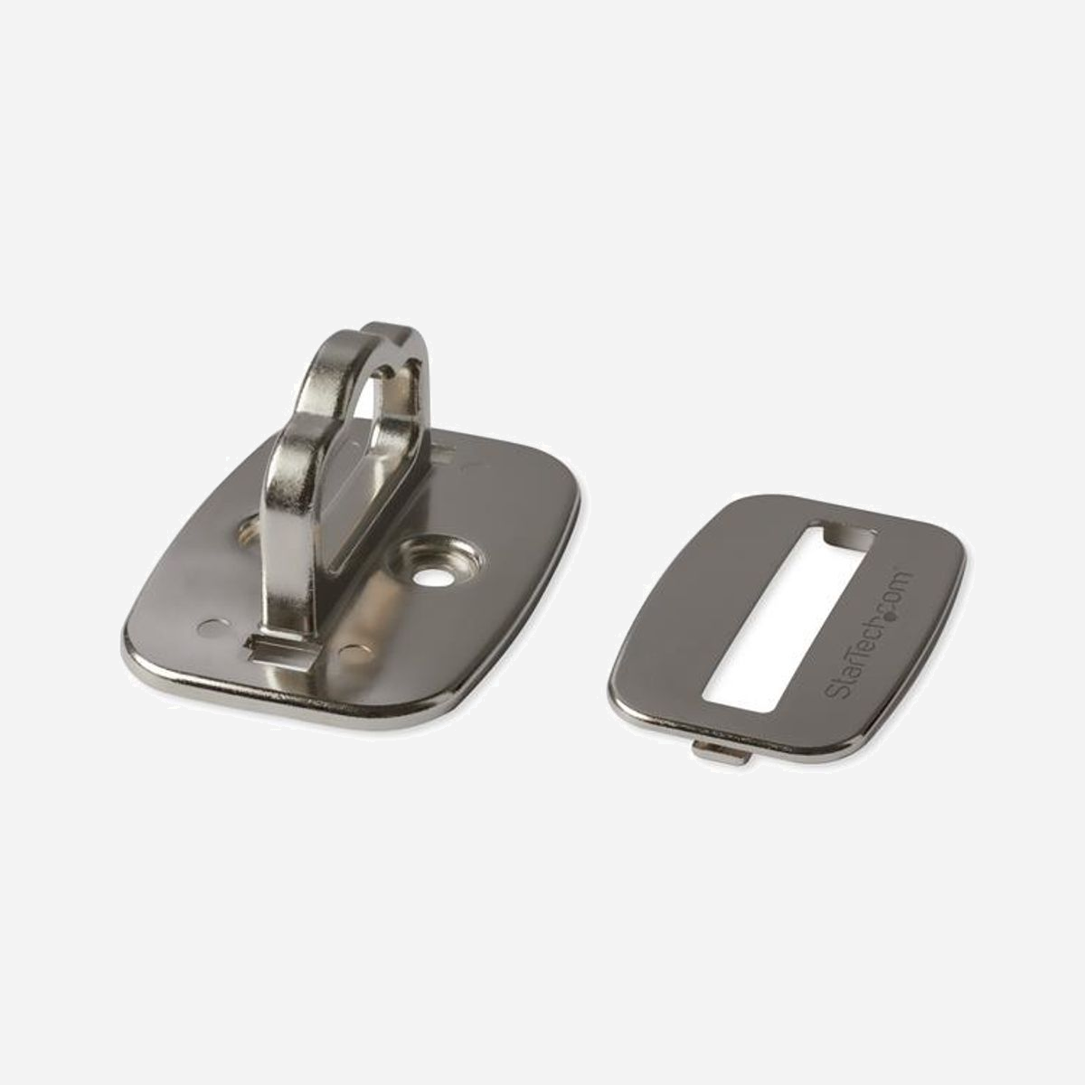 StarTech.com Ancrage de Sécurité Universel LTANCHORL - Acier Argent 47x67x31mm, Anneau Large 35x19mm, Vis et Adhésif Inclus, Certification REACH/CE/RoHS/TAA - Ancrage de câble sur bureau | Comprend les vis de montage | Support adhésif<br/><br/>Créez un point d'ancrage polyvalent et sûr à peu près n'importe où, afin de protéger votre ordinateur portable, votre station d'accueil PC ou tout autre appareil contre le vol. Cet ancrage antivol pour ordinateur portable dispose d'un large anneau qui se fixe facilement à une surface solide pour fournir un point d'ancrage solide et sûr pour votre câble de sécurité (vendu séparément).<br/><br/>Ancrage à anneau large pour câble<br/><br/>Grâce à son large anneau, le point d'ancrage pour câble de sécurité offre un espace suffisant pour enfiler des câbles de sécurité plus épais, ou plusieurs câbles, par l'ouverture de 35 x 19 mm (L x H).<br/><br/>Un moyen pratique de sécuriser votre appareil<br/><br/>Protégez votre appareil et votre investissement en ajoutant un point d'ancrage antivol pour ordinateur portable à un bureau, un comptoir, une armoire, un mur ou toute autre surface solide. Avec l'ancrage pour câble de sécurité à visser, assurez-vous facilement que votre ordinateur portable restera toujours sur votre bureau. Il présente un faible encombrement et est facile à fixer à l'aide de deux vis et du tampon adhésif (inclus). Il vous permet de trouver facilement un emplacement pour le point d'ancrage du câble de sécurité.<br/><br/>Construction robuste<br/><br/>Fait d'alliage de zinc durable, le point d'ancrage de sécurité annelé pour bureau résiste à de fortes tensions exercées sur le câble de sécurité dans toutes les directions. La conception robuste de l'ancrage antivol pour ordinateur permet d'éviter que le point d'ancrage ne soit altéré ou découpé. La plaque de sécurité empêche l'accès aux vis de montage.<br/><br/>The StarTech.com Advantage<br/>
