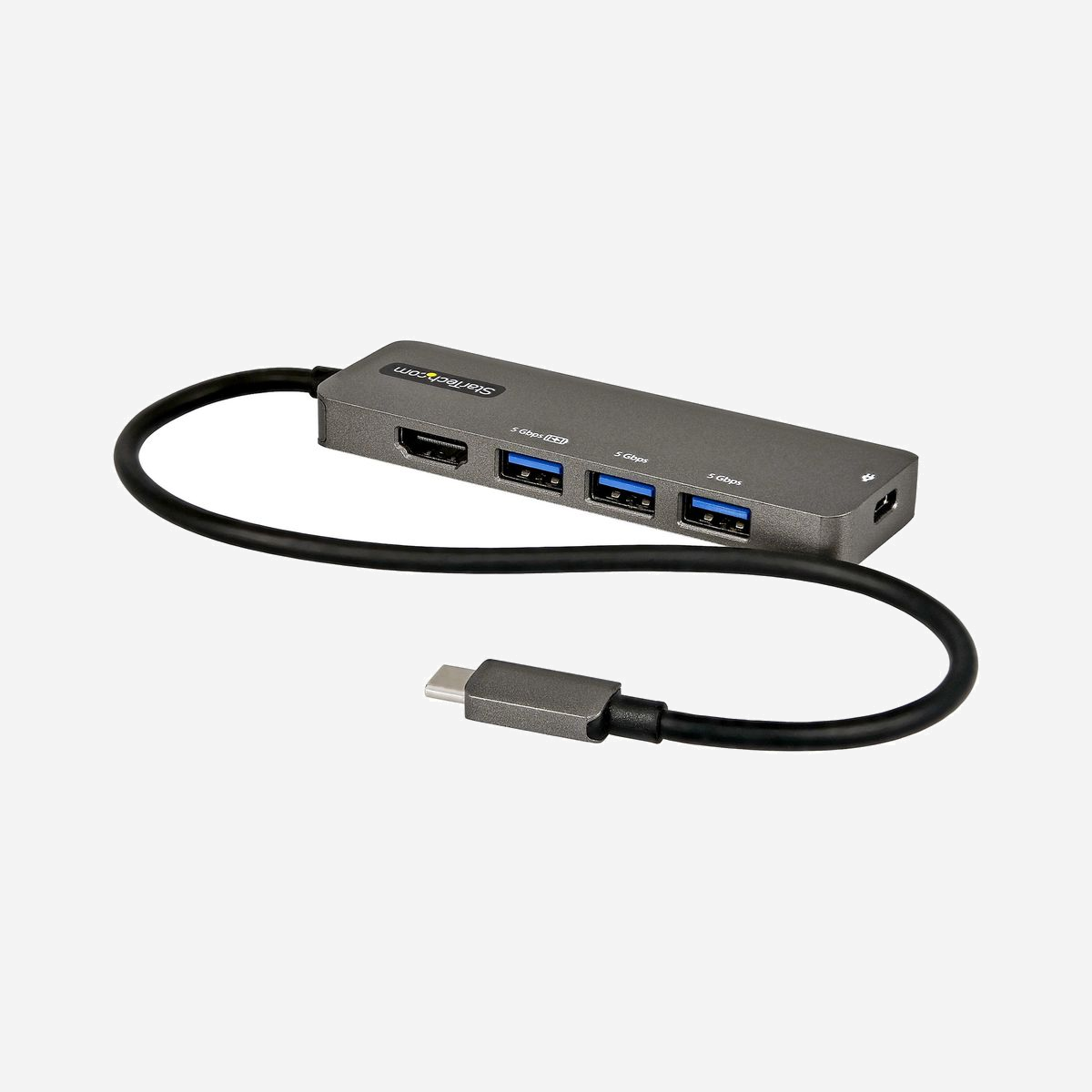 StarTech.com Adaptateur Multiport USB-C vers HDMI 2.0b 4K 60Hz, Power Delivery 100W, Hub 4x USB 3.0, Câble 30cm - DKT30CHPD3 - Adaptateur Multiport USB-C | HDMI 2.0b 4k 60Hz | Power Delivery Passthrough 100W | Hub 4 Ports USB<br/><br/>Cet adaptateur multiport USB-C avec DP 1.4 prend en charge HDMI® 4K 60 Hz et transforme votre ordinateur MacBook Pro, Dell XPS ou tout autre ordinateur portable USB-C™ en poste de travail, où que vous soyez. L'adaptateur multiport USB Type-C offre une sortie vidéo 4K HDMI, trois ports USB 3.2 Gen 1 Type-A (5 Gbit/s) dont un port de charge BC 1.2, un port USB-C prenant en charge la transmission Power Delivery 100 W et de données 5 Gbit/s, le tout via une seule connexion au port USB-C ou Thunderbolt 3™ de votre ordinateur portable. De plus, il offre une charge avancée grâce à l'alimentation USB Power Delivery 3.0 et un câble hôte extra-long de 30 cm pour une portée étendue et une plus grande souplesse d'installation.<br/><br/>Boostez votre productivité<br/><br/>La station d'accueil portative connecte votre ordinateur portable à un moniteur HDMI 4K 60 Hz (4096 x 2160p) pour en faire une puissante station de travail. Elle peut également se connecter à un écran ultra-large.<br/><br/>DP Alt Mode requis<br/><br/>Résolution maximale<br/><br/>DP 1.2 - Mode alternatif<br/>Jusqu'à 4K 30 Hz<br/><br/>DP 1.4 - Mode alternatif<br/>Jusqu'à 4K 60 Hz<br/><br/>Connectez vos appareils<br/><br/>Le Hub USB-C vers USB 3.1 Gen 1 met à votre disposition trois ports USB-A pour connecter vos anciens périphériques USB, ainsi qu'un port USB-C partagé pour la transmission Power Delivery ou de données.<br/><br/>Chargez votre ordinateur portable et vos périphériques<br/><br/>Grâce à la prise en charge de la technologie USB Power Delivery 3.0 (jusqu'à 100 W), l'adaptateur multiport USB Type-C vous permet d'alimenter et de recharger votre ordinateur portable et vos périphériques une fois connectés à un adaptateur d'alimentation USB-C. La technologie Power Delivery 3.0 propose une fonction de changement rapide des rôles (Fast Role Swap) permettant d'éviter l'interruption des données USB lors du changement de la source d'alimentation (p. ex. passage d'un adaptateur d'alimentation USB-C à une alimentation par bus).<br/><br/>Remarque : pour garantir un fonctionnement optimal de l'adaptateur; le port USB-C de votre ordinateur portable doit prendre en charge la technologie USB Power Delivery.<br/><br/>The StarTech.com Advantage<br/>