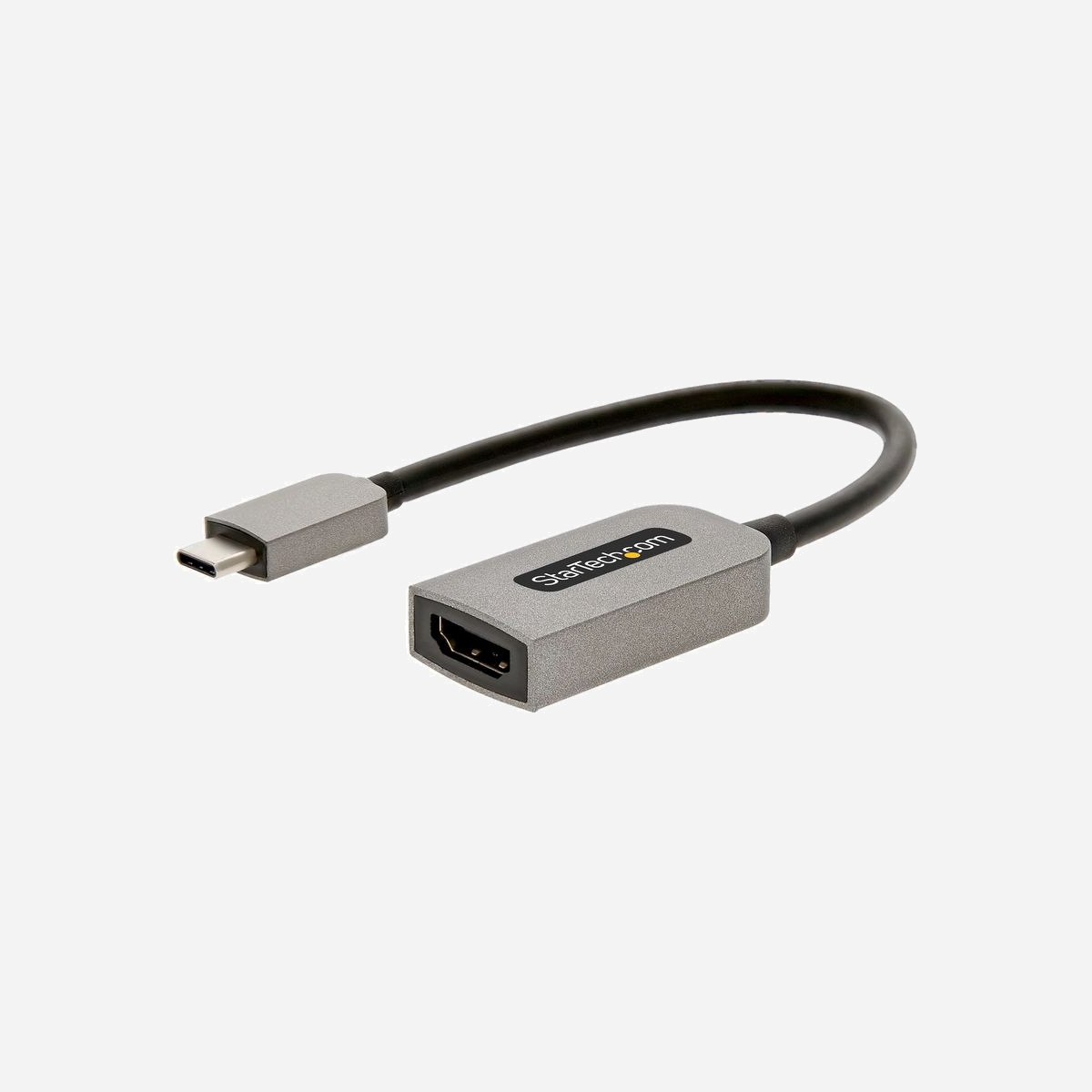 StarTech.com Adaptateur USB-C vers HDMI 4K 60Hz HDR10 (USBC-HDMI-CDP2HD4K60) - USB Type-C Mâle vers HDMI 2.0b, Résolution max 4096x2160, Gris - Adaptateur Vidéo USB Type-C™ | Ultra HD | Jusqu'à 18Gbps | Compatible Thunderbolt™ 3<br/><br/>Cet adaptateur USB-C vers HDMI permet de connecter votre ordinateur portable de type USB-C à un écran HDMI. L'adaptateur prend en charge la gamme dynamique élevée (HDR) et fournit des images plus nettes avec une vidéo améliorée.<br/><br/>Des couleurs plus vives et une image plus contrastée. Cet adaptateur est idéal pour :<br/><br/>• ; Créer des visuels accrocheurs pour la photographie, la vidéographie, la cinématographie .<br/><br/>• ; Afficher des murs d'affichage numérique nets<br/><br/>• ; Des présentations enrichies .<br/><br/>Vraie 4K à 60Hz et HDR<br/><br/>L'adaptateur vidéo USB-C est entièrement compatible avec votre équipement HDMI 2.0b. Il prend en charge des résolutions allant jusqu'à 4K 60Hz (3840 X 2160) et des bandes passantes jusqu'à 18Gbps. L'adaptateur offre un sous-échantillonnage chroma 4:4:4, de sorte que chaque pixel obtient sa propre couleur unique. Il est également rétrocompatible avec les versions antérieures du HDMI à leurs résolutions maximales.<br/><br/>Avec la prise en charge du HDR, vous pouvez profiter d'images plus vraies que nature avec un contraste, une luminosité et des couleurs accrues ainsi qu'une plus grande luminosité que l'imagerie numérique standard.<br/><br/>Idéal pour les voyages<br/><br/>Cet adaptateur 4K léger est très portable, avec un design à faible encombrement. C'est l'accessoire idéal pour votre ordinateur portable ou MacBook USB-C, qui se glisse facilement dans votre sacoche de transport.<br/><br/>Configuration sans souci<br/><br/>Afin de garantir une utilisation et une installation faciles, cet adaptateur USB-C vers HDMI unique comprend un connecteur USB-C réversible afin que vous puissiez toujours le brancher correctement à votre ordinateur portable dès le premier essai.<br/><br/>Notes:<br/><br/>• Afin d'obtenir le HDR, votre port USB-C doit prendre en charge DisplayPort 1.4 et votre écran doit prendre en charge HDMI 2.0b. .<br/><br/>Les adaptateurs graphiques NVIDIA peuvent ne pas prendre en charge le sous-échantillonnage chroma 4:4:4. .<br/><br/>The StarTech.com Advantage<br/>