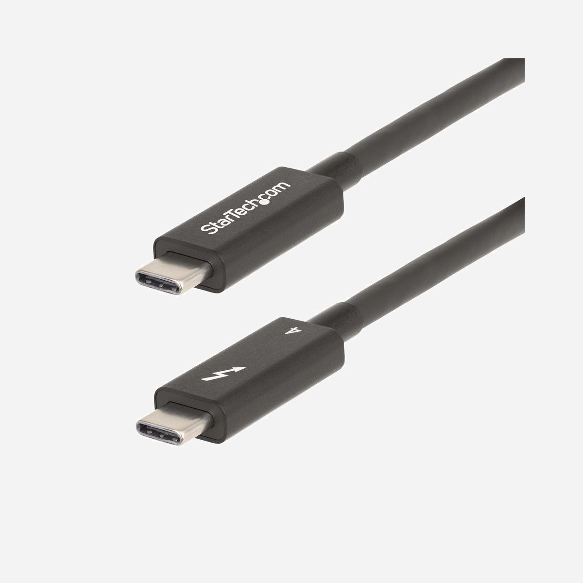 StarTech.com A40G2MB-TB4-CABLE Câble Thunderbolt 4 Actif 2m, 40 Gbit/s, USB Power Delivery 100W, vidéo 8K 60Hz, compatible Thunderbolt 3/USB4, noir - Connectez des appareils certifiés Thunderbolt 4 à des vitesses allant jusqu'à 40 Gbps, à l'aide de ce câble certifié par Intel<br/><br/>Le câble Thunderbolt™ 4 actif de 2 m permet de bénéficier de toutes les fonctionnalités de Thunderbolt™ ; 4 et surpasse les câbles passifs au-delà d'une longueur de 1m. Un chipset actif intégré minimise la dégradation du signal pour une sortie constante de 40 Gbps à des distances allant jusqu'à 2 m, alors que les câbles passifs offrent des performances limitées au-delà de 3 pieds en raison de la perte de signal.<br/><br/>40 Gbps pour les appareils Thunderbolt 4 / 3<br/><br/>Ce câble actif Thunderbolt 4 prend en charge des taux de transfert de données de 40 Gbps, lorsqu'il est connecté à une source et à un périphérique compatibles Thunderbolt 4, Thunderbolt 3 ou USB4. Il est capable de transférer des données quatre fois plus rapidement que les câbles USB 3.2 Gen 2 (10 Gbps) standard.<br/><br/>USB Power Delivery 3.0<br/><br/>Ce câble Thunderbolt 4 délivre jusqu'à 100 W de Power Delivery pour charger un ordinateur portable ou alimenter un écran, et 15 W pour les appareils alimentés par le bus tels que les boîtiers de disques durs.<br/><br/>Compatibilité USB-C<br/><br/>Le câble Thunderbolt 4 est compatible avec tous les appareils USB Type-C et peut être utilisé pour charger et synchroniser des appareils mobiles. En outre, ce câble peut être utilisé pour connecter et alimenter des ordinateurs portables USB-C, tels que MacBook® et Chromebook™, et des périphériques USB-C tels que des disques durs portables et des stations d'accueil.<br/><br/>Vidéo Full-8K<br/><br/>Le câble prend en charge la vidéo Full-8K 60Hz et DisplayPort 1.4a, et est compatible avec la compression du flux d'affichage (DSC). Utilisez-le pour connecter une station d'accueil à un ordinateur portable, ou un ordinateur portable à un écran.<br/><br/>Mise en réseau Thunderbolt<br/><br/>Le câble peut être utilisé pour connecter en guirlande jusqu'à 6 appareils compatibles Thunderbolt 4, tels que des ordinateurs portables pour une mise en réseau 10GbE d'égal à égal. En outre, vous pouvez connecter deux ordinateurs portables Thunderbolt 4 pour transférer/migrer des données.<br/><br/>The StarTech.com Advantage<br/>