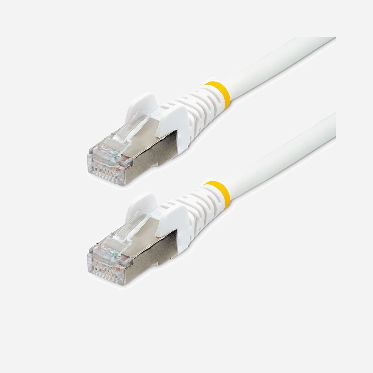 StarTech.com Câble Ethernet Cat6a 10m S/FTP LSZH, 10GbE 500MHz, PoE++ 100W, RJ45 Snagless avec Décharge de Tension, Conducteur Cuivre AWG27, Blanc - LSZH, 10GbE, 100W PoE++, RJ-45 Snagless<br/><br/>Les câbles blindés Ethernet Cat6a Low-Smoke Zero-Halogen (LSZH) prennent en charge les connexions multi-gigabit/multivitesse 1/2,5/5Gbps/10Gbp. Il offre une protection robuste contre les interférences électromagnétiques (EMI/RFI) et le bruit, garantissant ainsi un réseau rapide, sûr et fiable.<br/><br/>Câble Ethernet CAT6A à faible émission de fumée et sans halogène (LSZH)<br/><br/>Les câbles réseau Cat6a LSZH sont plus écologiques que les câbles en PVC. En cas d'incendie; les câbles LSZH produisent de faibles niveaux de fumées et d'émanations corrosives. Les faibles niveaux de polluants de combustion âcres favorisent une meilleure visibilité, ce qui permet une évacuation sûre et rapide des bâtiments par le personnel et les premiers intervenants.<br/><br/>Power over Ethernet 100W (PoE++)<br/><br/>Ce câble Ethernet haute performance est conforme à la norme IEEE 802.3bt-2018. Il prend en charge 100W PoE++, ce qui permet d'alimenter amplement les appareils PoE de type 4.<br/><br/>Connecteurs RJ45 avec pinces sans accroc<br/><br/>Le câble Cat6a est doté de connecteurs sans accroc. Des bottes moulées sans accroc protègent la languette/le loquet de chaque connecteur RJ45. Les bottes empêchent le câble d'accrocher lors du routage du câble et/ou de l'installation dans les périphériques réseau.<br/><br/>Les bottes moulées sont dotées d'une décharge de traction intégrée qui empêche les angles aigus entre le connecteur et le câble au niveau des points de terminaison.<br/><br/>The StarTech.com Advantage<br/>