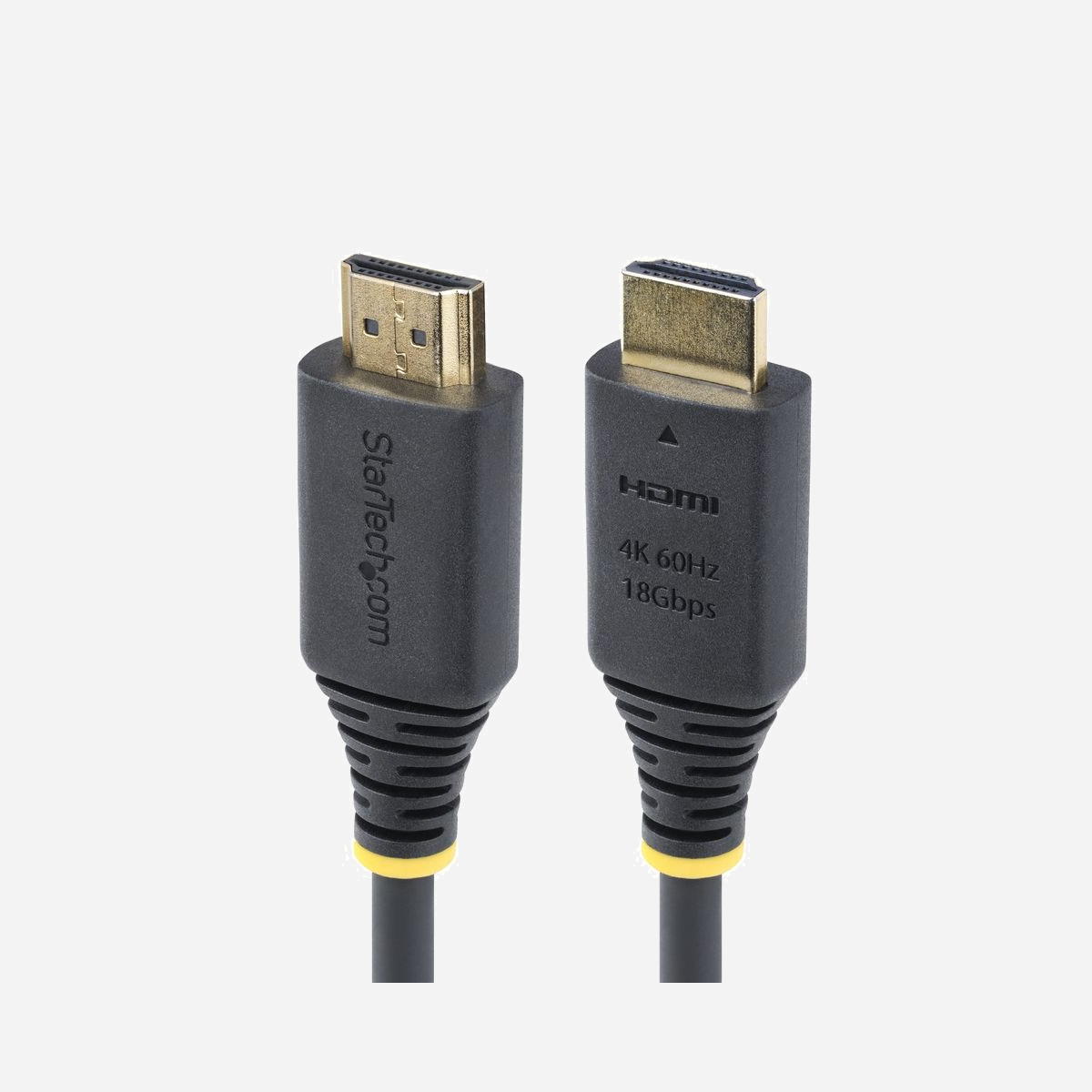 StarTech.com Câble HDMI 2.0 4m, 4K 60Hz, HDR10, HDCP 2.2, ARC, 18Gbps, Connecteurs Plaqué Or, Gaine TPE, Résolutions 1440p 144Hz/1080p 240Hz - Connectez-vous de manière fiable entre les appareils HDMI UHD à l'aide de ce câble HDMI certifié de qualité supérieure<br/><br/>Connectez-vous à un téléviseur ou moniteur 4K UHD à l'aide de ce câble HDMI 2.0 certifié Premium. Les marquages sur les connecteurs permettent une identification visuelle rapide, distinguant ce câble des autres câbles HDMI similaires ou non marqués. Éliminez les suppositions et choisissez toujours le câble approprié pour prendre en charge les capacités complètes du HDMI 2.0 avec Ethernet.<br/><br/>Compatibilité sans faille<br/><br/>Pour un fonctionnement fluide entre les appareils compatibles HDMI, le câble HDMI Premium est certifié pour garantir des performances HDMI 2.0 et une compatibilité avec les versions antérieures. Les câbles certifiés offrent des performances constantes et fiables sur plusieurs résolutions et taux de rafraîchissement.<br/><br/>Conception durable<br/><br/>Ce câble HDMI haute vitesse est doté d'une gaine extérieure flexible en TPE, testée pour résister à 2 000 cycles de pliage à -/+60 degrés, et se faufile facilement autour des coins et bords de bureau. Les renforts robustes permettent un positionnement pratique du câble. Les connecteurs plaqués or durables sont conçus pour supporter plus de 10 000 insertions.<br/><br/>Fonctionnalités HDMI 2.0 prises en charge :<br/><br/>Ce câble HDMI certifié prend en charge les fonctionnalités complètes du HDMI 2.0 :<br/><br/>• Résolutions allant jusqu'à 4K 60Hz avec une source et un écran HDMI compatibles<br/>• Prend en charge des taux de rafraîchissement élevés, notamment 1440p 144Hz et 1080p 240Hz<br/>• Prise en charge du format d'image 21:9 pour une expérience cinématographique<br/>• Plage dynamique élevée (HDR10) pour un meilleur rapport de contraste et une qualité d'image vibrante<br/>• Protection de contenu numérique à large bande passante (HDCP) 2.2 pour une connexion sécurisée entre la source et l'écran<br/>• Canal de retour audio (ARC) pour envoyer l'audio de la télévision vers un récepteur AV ou une barre de son<br/>• Jusqu'à 32 canaux audio numériques non compressés<br/>• Canal Ethernet HDMI (HEC) pour la connectivité réseau via HDMI<br/>• Compatible avec les versions HDMI précédentes<br/><br/>Ce câble HDMI 2.0 est fabriqué avec un blindage en mylar d'aluminium tressé pour minimiser les interférences électromagnétiques (EMI), assurant une sortie audio/vidéo claire et constante, et une performance fiable à long terme.<br/><br/>The StarTech.com Advantage<br/>