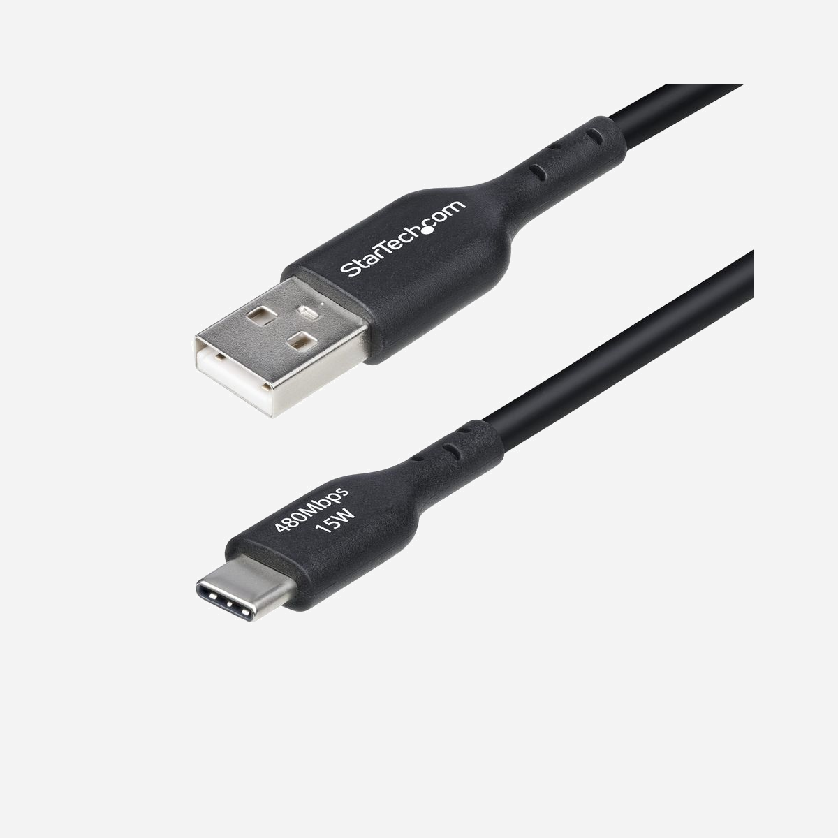 Câble StarTech.com USB-A vers USB-C 3m, USB 2.0, 3A, Gaine TPE, Connecteurs Nickel, AWG 23/28, Blindage Aluminium Mylar, Noir - Connecter un appareil USB Type-C à un chargeur mural USB-A ou à un ordinateur hôte<br/><br/>Chargez un appareil mobile USB Type-C ou transférez des fichiers vers un ordinateur hôte USB-A avec ce câble USB-A vers USB-C de haute qualité. Le câble de charge USB-A vers USB-C prend en charge jusqu'à 15 W et 3 A de sortie pour une charge rapide. Il prend en charge des taux de transfert USB 2.0 (480 Mbps) et convient à une utilisation générale.<br/><br/>Construction de qualité<br/><br/>Conçu pour une utilisation fréquente ou quotidienne, le câble de charge USB-A vers USB-C dispose d'une gaine extérieure en TPE robuste pour une meilleure résistance à l'usure. Sa conception flexible avec un soulagement de traction et ses connecteurs plaqués nickel peuvent supporter plus de 10 000 cycles d'insertion; augmentant sa durabilité et sa longévité.<br/><br/>Chargez vos appareils mobiles<br/><br/>Le câble de charge USB de 3 m (9,8 pieds) offre une longueur idéale pour les grands postes de travail ou les endroits où une longueur supplémentaire est nécessaire.<br/><br/>Offrant jusqu'à 3 A de sortie, le câble de charge USB-C peut recharger rapidement un smartphone ou une tablette. Pour l'utiliser; connectez le câble d'un appareil USB-C à un chargeur mural USB-A.<br/><br/>The StarTech.com Advantage<br/>