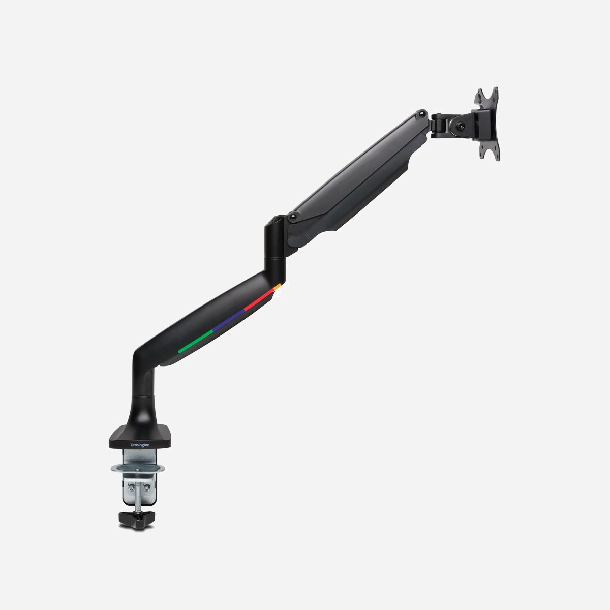 Kensington Bras écran SmartFit One-Touch K59600WW 13-34" (max 9kg) Pince/Passe-câble VESA 75/100, Inclinaison +/-90°, Rotation 180°, Acier/Alu/Plastique - Le bras pour écrans SmartFit® One-Touch permet de trouver facilement la hauteur d’écran la plus adaptée et la posture la plus confortable grâce à son système SmartFit® breveté. Conforme aux normes ANSI/BIFMA, sa robustesse garantit une stabilité en toute circonstance et son ressort à gaz facilite le réglage de la hauteur, de l’éloignement et de l’angle du moniteur en modes portrait et paysage. Le système de gestion des câbles intégré permet de regrouper et de dissimuler les câbles. Votre moniteur étant facilement déplaçable grâce au bras, vous pouvez efficacement désencombrer votre bureau. Avec la qualité Kensington, vous bénéficierez d’un espace de travail ergonomique pendant de nombreuses années.<br><br>Grâce à SmartFit®, il n’a jamais été aussi simple de trouver la hauteur adaptée à vos besoins. Posez simplement votre main sur le graphique fourni pour identifier la couleur vous correspondant et réglez le bras en fonction !<br>Le bras pour écrans SmartFit® One-Touch permet un réglage sans effort de la hauteur, de l’éloignement et de l’angle du moniteur. Le design entièrement articulé du produit vous permet d’en contrôler tous les aspects : mode portrait ou paysage, hauteur (170 à 505 mm), pivot (+/- 90°) et rotation, et inclinaison (+/-90 °). La fonction Ajustement de la tension de compensation permet de facilement « resserrer » ou « desserrer » le bras en fonction du poids du moniteur (clé Allen incluse).<br>Le bras pour écrans SmartFit® One-Touch est stable dans toutes les positions et prend en charge les écrans plats et incurvés de 13 à 34′′ jusqu’à 9 kg.<br>Le bras pour écrans SmartFit® One-Touch peut être monté avec un serre-joint (épaisseur du bureau : 10 à 85 mm) ou passe-câble (épaisseur du bureau : 10 à 80 mm ; diamètre du trou : 10,5 à 50 mm). Outils inclus. L’installation peut être retirée aisément, sans laisser aucune trace. Une plaque VESA 75 ou 100 mm détachable est incluse, pour une compatibilité optimale avec les moniteurs prenant en charge la norme VESA.<br>Le système de gestion des câbles intégré au bras pour écrans SmartFit® One-Touch permet d’organiser et de dissimuler les câbles au sein du produit.<br>Ce bras est conforme aux normes de sécurité et de performance ANSI/BIFMA.