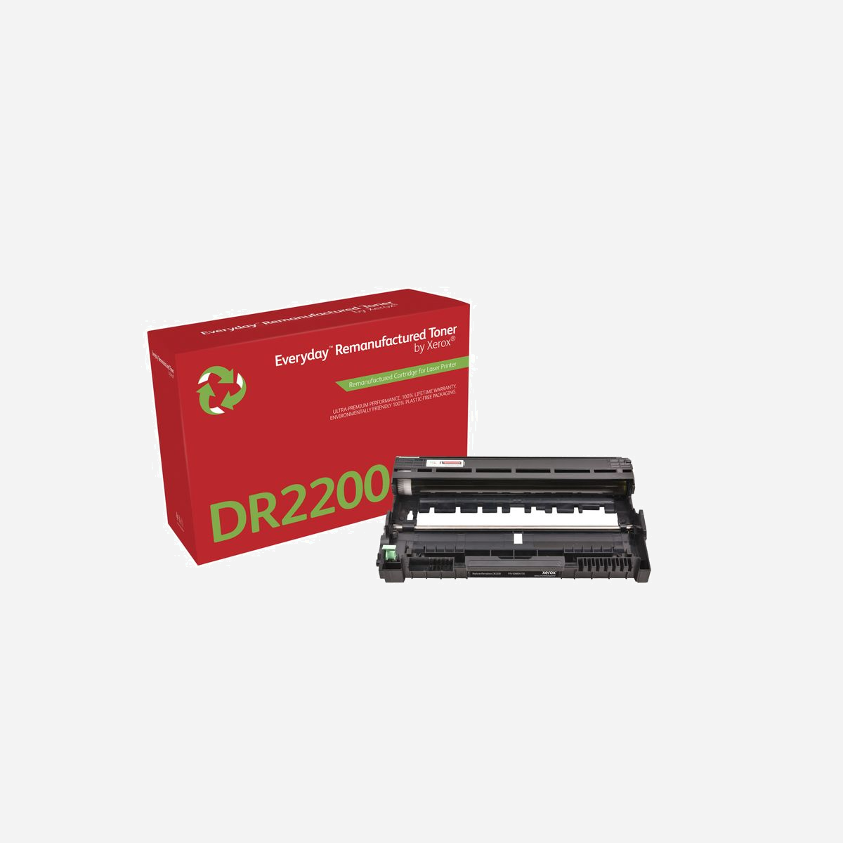 Xerox 006R04750 Tambour Compatible Brother DR2200, 12000 Pages, Noir, Compatibilité: MFC-7360, FAX-2845, HL-2275DW, HL-2250DN, DCP-7065 - Rien de mieux que d’agir dans le respect de l’environnement pour protéger notre planète, votre entreprise et vos collaborateurs. Le toner remis à neuf Everday de Xerox a une empreinte carbone plus faible que n’importe quelle autre cartouche de toner jetable, parce que vous ne devriez pas avoir à choisir entre faire votre part et réduire votre impact environnemental et vos coûts de toner. Grâce à la compatibilité avec les marques d’imprimantes les plus populaires, vous pouvez profiter de la gestion et de la qualité incomparables de Xerox, quelle que soit votre imprimante.