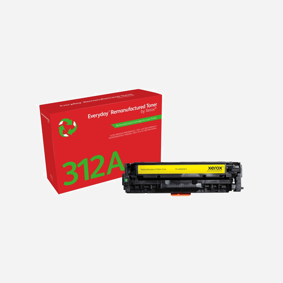 Xerox Everyday Toner Remanufacturé Jaune 006R03819 Compatible HP Color LaserJet M476 (CF382A) - Rendement 2700 pages - Technologie Laser - Rien de mieux que d’agir dans le respect de l’environnement pour protéger notre planète, votre entreprise et vos collaborateurs. Le toner remis à neuf Everday de Xerox a une empreinte carbone plus faible que n’importe quelle autre cartouche de toner jetable, parce que vous ne devriez pas avoir à choisir entre faire votre part et réduire votre impact environnemental et vos coûts de toner. Grâce à la compatibilité avec les marques d’imprimantes les plus populaires, vous pouvez profiter de la gestion et de la qualité incomparables de Xerox, quelle que soit votre imprimante.