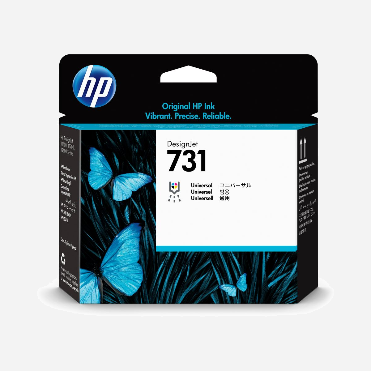 HP Tête d'impression DesignJet 731 P2V27A : Jet d'encre thermique, Cyan, Gris, Magenta, Noir mat, Photo noire, Jaune, pour DesignJet T1700 - La tête d’impression HP 731 DesignJet et les encres Bright Office conçues par HP ont été fabriquées et testées ensemble pour produire des couleurs vives et une qualité d’image exceptionnelle pour les impressions techniques sur papier ordinaire.