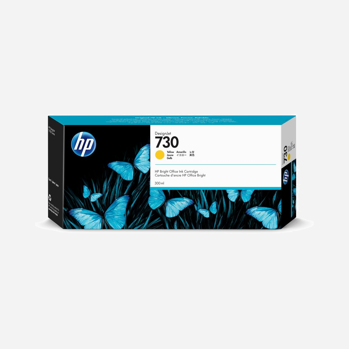 HP Cartouche Encre DesignJet 730 Jaune 300ml Dye Ink, Compatibilité DesignJet T1700, Code OEM P2V70A, 20-80% HR Opération/Stockage - Idéales pour obtenir des traits nets et reproduire des couleurs éclatantes avec des cartes SIG et des documents techniques sur les papiers ordinaires et les supports couramment utilisés dans les applications CAO et SIG.<br>Obtenez des couleurs vives et une qualité d’image exceptionnelle sur du papier ordinaire : la solution idéale pour l’impression de documents techniques. Travaillez sans interruption avec des performances fiables et des impressions à séchage rapide. Les encres conçues par HP optimisent la durée de vie des têtes d’impression et contribuent à réduire le coût de possession.