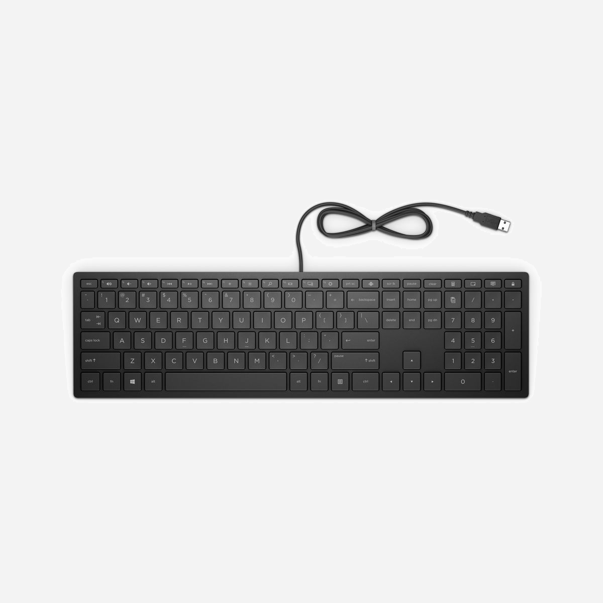 HP Clavier Filaire Pavilion 300 4CE96AA - USB - Clavier Mécanique Taille Réelle (100%) - Pavé Numérique - Noir - 410.1x114.2x22.3mm - 410g - Un design fin. Une productivité impressionnante.<br>Passez au niveau supérieur de travail et de jeu avec ce clavier fin conçu pour améliorer votre productivité. Dessiné avec soin pour le confort et la précision, cet accessoire fin et agréable vous apportera une efficacité optimale.