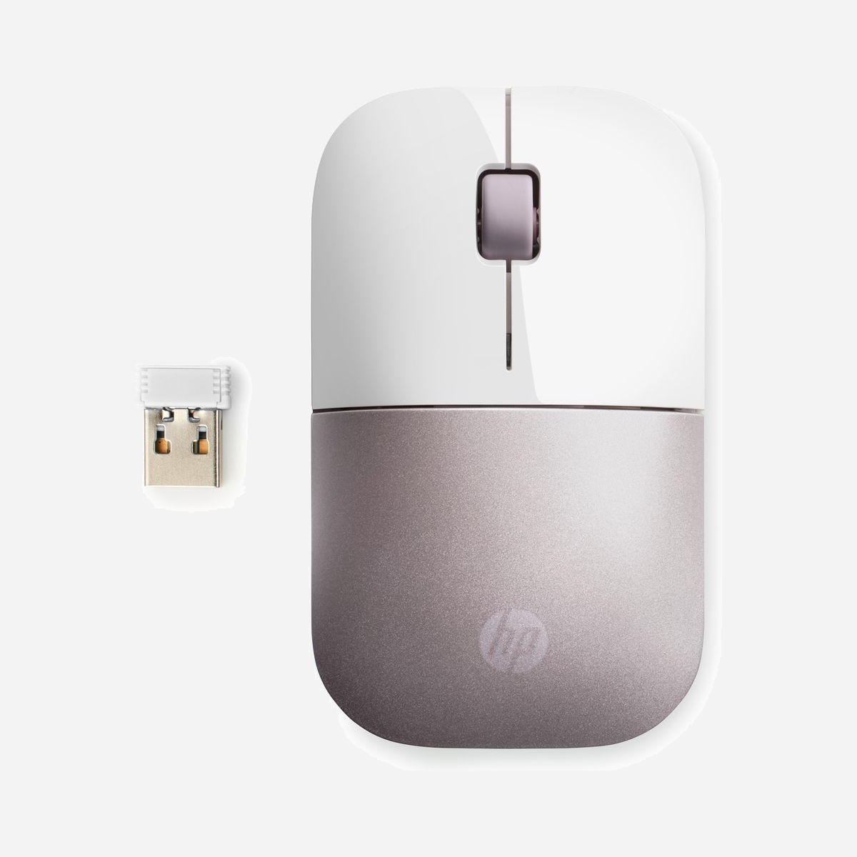 HP Souris sans fil Z3700 Rose/Blanc, 1200 DPI, RF 2.4GHz, Ambidextre, Windows/macOS, 1xAA, 101x60x25.3mm, 500g - La souris pour vous démarquer<br>Il est temps que vos accessoires soient adaptés à votre personnalité. De par son extrême finesse, votre nouvelle souris sans fil a été soigneusement conçue pour vous permettre de travailler en toute élégance. Elle est fonctionnelle. Elle est portable. Elle est tendance. C’est la vôtre.