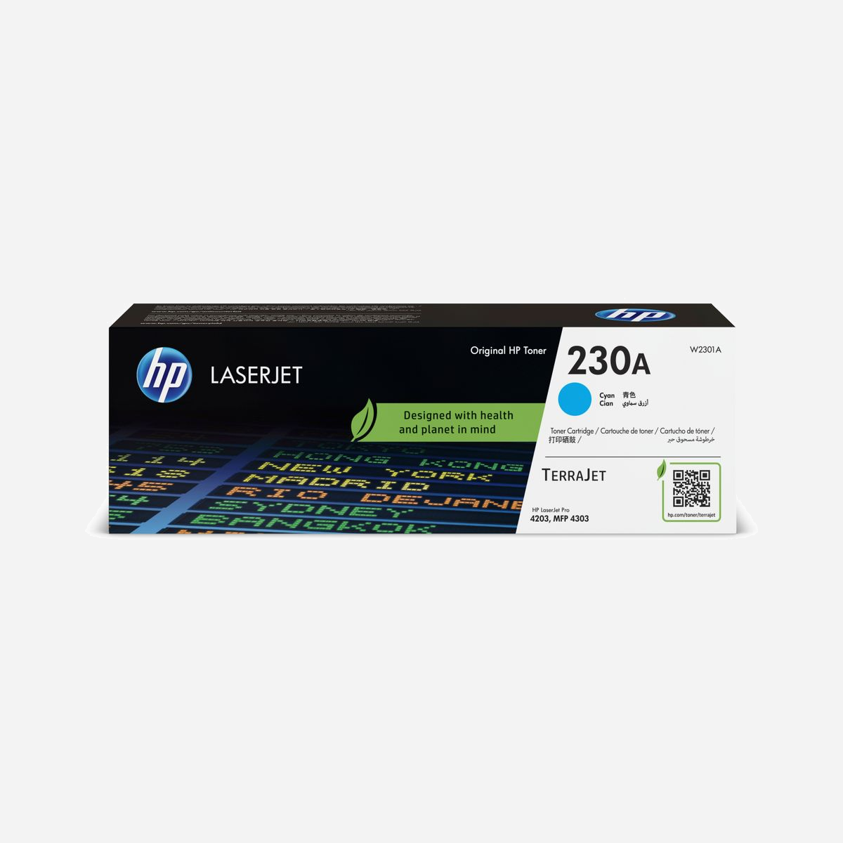 Cartouche Toner LaserJet HP 230A Cyan Original (W2301A) - 1800 pages - Color LaserJet Pro 4201/4301 Series - Technologie d'impression Japon - HP 230A Cyan Original LaserJet Toner Cartridge. Rendement par page de toner de couleur: 1800 pages, Couleurs d'impression: Cyan, Quantité: 1 pièce(s)