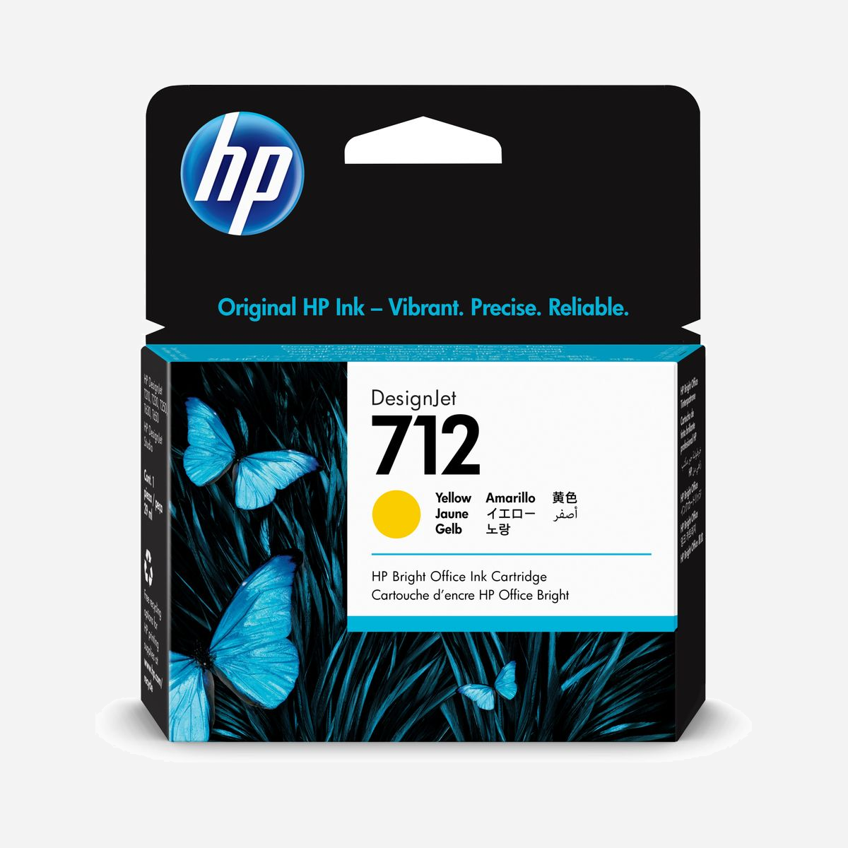 HP Cartouche Encre DesignJet 712 Jaune (3ED69A) 29ml - Encre à Colorant - Compatibilité DesignJet T210/T230/T250/T630/T650 - Vous pourrez respecter tous vos délais avec les encres HP Bright Office authentiques conçues pour optimiser votre manière de travailler en offrant un fonctionnement fiable qui maximise la durée de vie de la tête d'impression et qui contribue à assurer la protection de garantie HP.