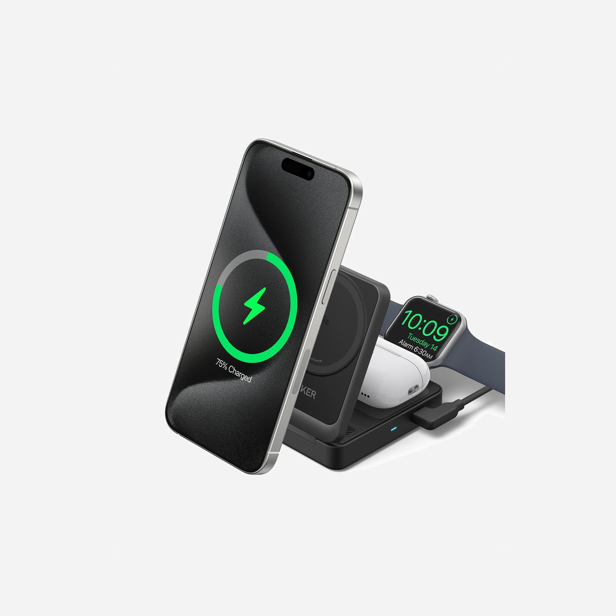 Anker B2557311 - Chargeur Secteur 25W Charge Rapide et Sans Fil - Noir - 12/15V - Compatibilité Écouteurs, Casque, Smartphone, Smartwatch, iPhone, Apple Watch, AirPods - Anker B2557311. Type de chargeur: Intérieure, Type de source d'alimentation: Secteur, Compatibilité de chargeur: Écouteurs, Casque, Smartphone, Smartwatch. Tension d'entrée: 12/15 V. Recharge sans fil, Charge rapide. Couleur du produit: Noir