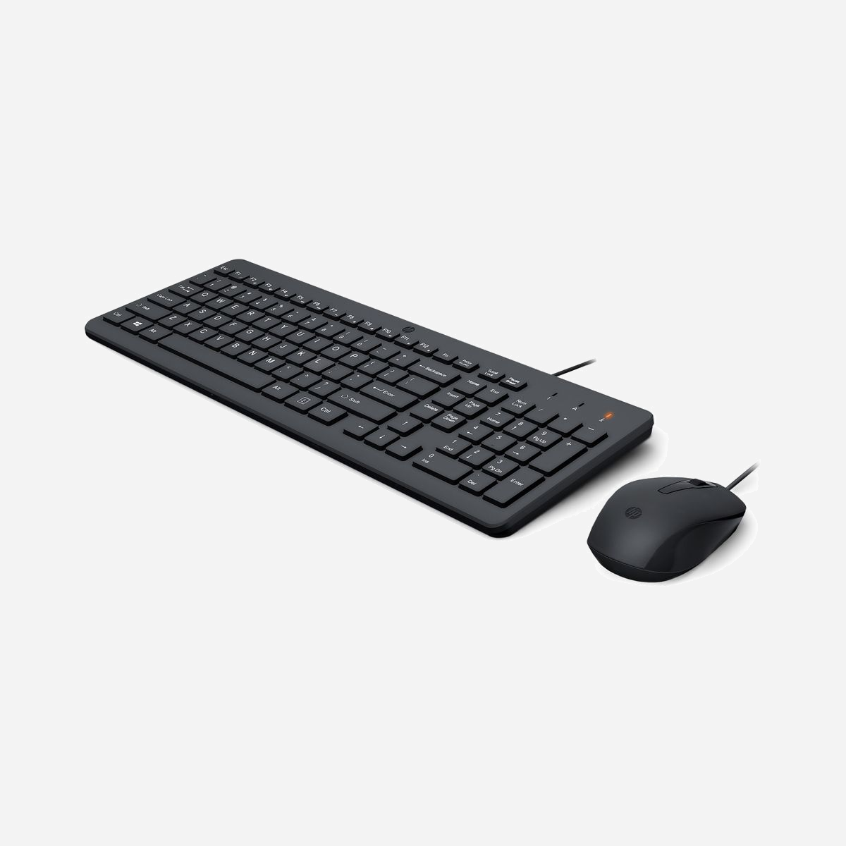 HP Ensemble Clavier Membrane USB Noir Taille Réelle + Souris Filaire 1600 DPI USB - Dimensions Clavier 425.9x146.1x26.8mm, Souris 103.4x61.1x34.2mm - Parfois, tout est simple comme un clic<br>Prenez la route en toute sérénité avec une souris précise et un clavier ergonomique prêts à l’emploi qui s’adapteront à tous vos besoins.