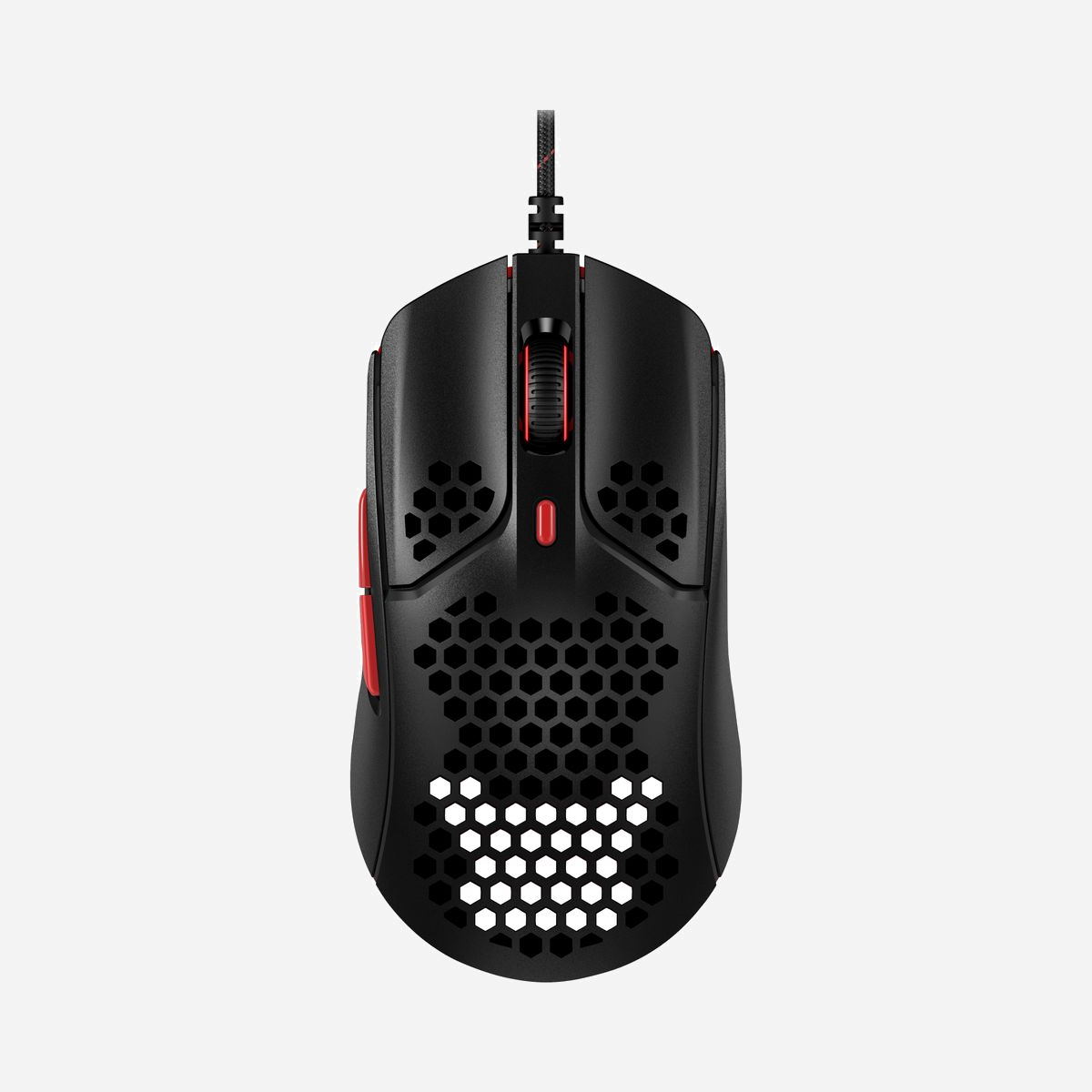 Souris Gaming HP HyperX Pulsefire Haste (4P5E3AA) Optique 16000 DPI, 6 Boutons, 59g, TTC Gold Micro Switches 60M Clics, PTFE, USB, Ambidextre - Plus rapide à la visée, meilleur au jeu.<br>La souris HyperX Pulsefire Haste est destinée à l'élite des gamers qui cherchent à grappiller la moindre fraction de seconde possible pour devenir le meilleur. Affichant un poids de seulement 59g, cette souris complète et réactive à coque alvéolée propose tout le nécessaire sans le poids supplémentaire. Les micro-interrupteurs dorés TTC donnent des clics fiables. Avec une durée de vie de 60 millions de clics, Le câble USB HyperFlex souple et les patins en PTFE vierge s'associe pour donner des mouvements fluides afin de dominer le jeu.