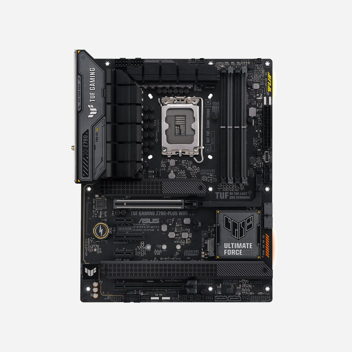 ASUS TUF GAMING Z790-PLUS WIFI : Carte mère ATX Intel Z790, Socket LGA 1700, DDR5, Wi-Fi 6, 2.5GbE, M.2, USB 3.2 Gen 2, PCIe 5.0 - ASUS TUF GAMING Z790-PLUS WIFI. Fabricant de processeur: Intel, Socket de processeur (réceptable de processeur): LGA 1700, Processeurs compatibles: Intel® Celeron®, Intel® Core™ i3, Intel® Core™ i5, Intel® Core™ i7, Intel® Core™ i9,.... Types de mémoire pris en charge: DDR5-SDRAM, Mémoire interne maximale: 128 Go, Type de support (slot): DIMM. Interfaces de lecteur de stockage prises en charge: M.2, SATA III, Types de lecteurs de stockage pris en charge: HDD & SSD, Niveaux RAID: 0, 1, 5, 10. Type d'interface Ethernet: 2.5 Gigabit Ethernet, Norme Wi-Fi: Wi-Fi 6 (802.11ax), Standards wifi: 802.11a, 802.11b, 802.11g, Wi-Fi 4 (802.11n), Wi-Fi 5 (802.11ac), Wi-Fi 6 (802.11ax). composant pour: PC, Elément de forme de carte mère: ATX, famille de composant de produits: Intel