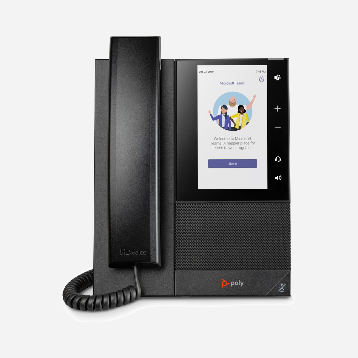 POLY CCX 505 Téléphone IP Multimédia, écran tactile 5" 720x1280, Gigabit Ethernet, WiFi, Bluetooth 4.2, PoE, 24 Lignes, Microsoft Teams - Tout simplement intuitive<br>Les téléphones multimédias professionnels Poly CCX 500 sont conçus pour une utilisation simple et intuitive, offrant un accès instantané à vos contacts et réunions. Les équipes gagnent en productivité et en immédiateté.