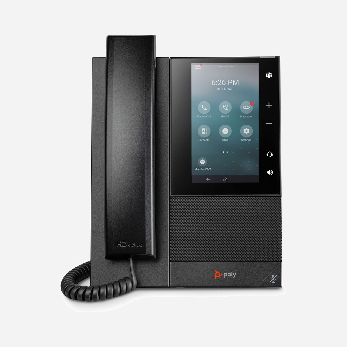 POLY CCX 505 Téléphone IP Professionnel - Écran Tactile 5" 720x1280, 24 Lignes, Gigabit Ethernet, WiFi, Bluetooth 4.2, PoE, Open SIP - Tout simplement intuitive<br>Les téléphones multimédias professionnels Poly CCX 500 sont conçus pour une utilisation simple et intuitive, offrant un accès instantané à vos contacts et réunions. Les équipes gagnent en productivité et en immédiateté.